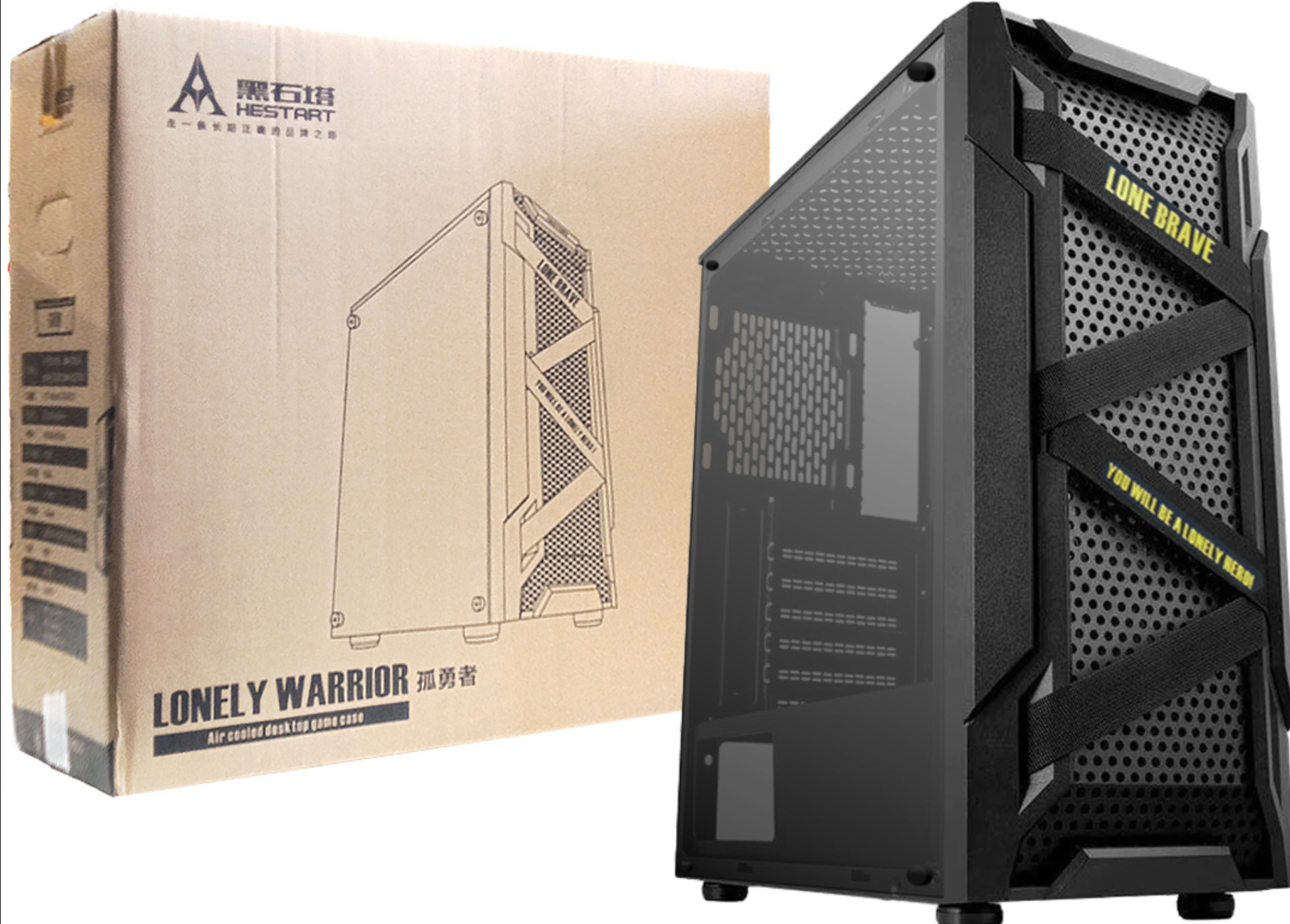GABINETE HESTART LONELY WARRIOR ATX MICROATX MINIATX LATERAL TRANSPARENTE 2XUSB2.0 1XUSB3.0 2XJACK3.5MM GPU HASTA 31CM CPU HASTA 15CM DIMENSIONES 476X