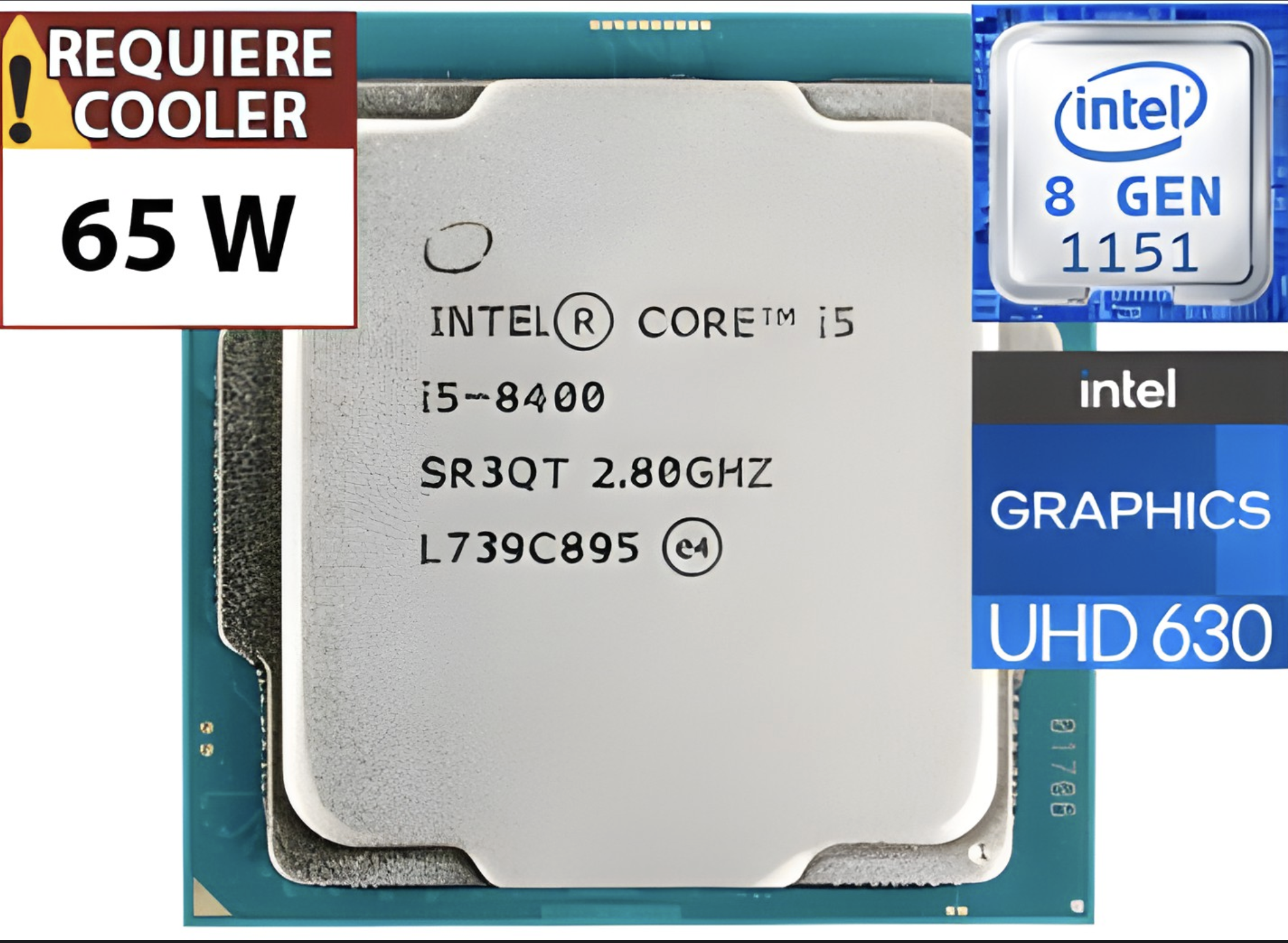 PROCESADOR INTEL COFFE LAKE I5-8400 4.0GHZ 9M 6 NUCLEOS 6 HILOS OCTAVA GENERACION 1151 - OUTLET - USADO - OEM - SIN CAJA NI COOLER VENTILADOR
