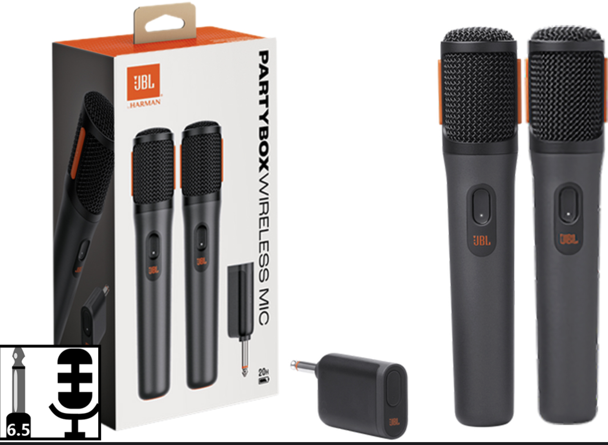 MICROFONOS JBL PARTYBOX 2XUNIDADES 2.4GHZ INALAMBRICO INCLUYE DONGLE 6.5MM