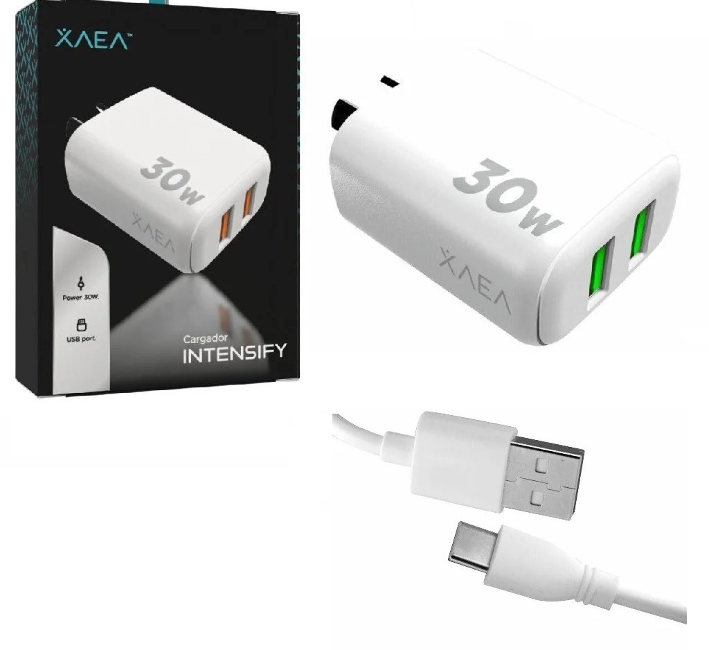 Art.(6246) Cargador Xaea 30W Intensify 2USB Cable a C