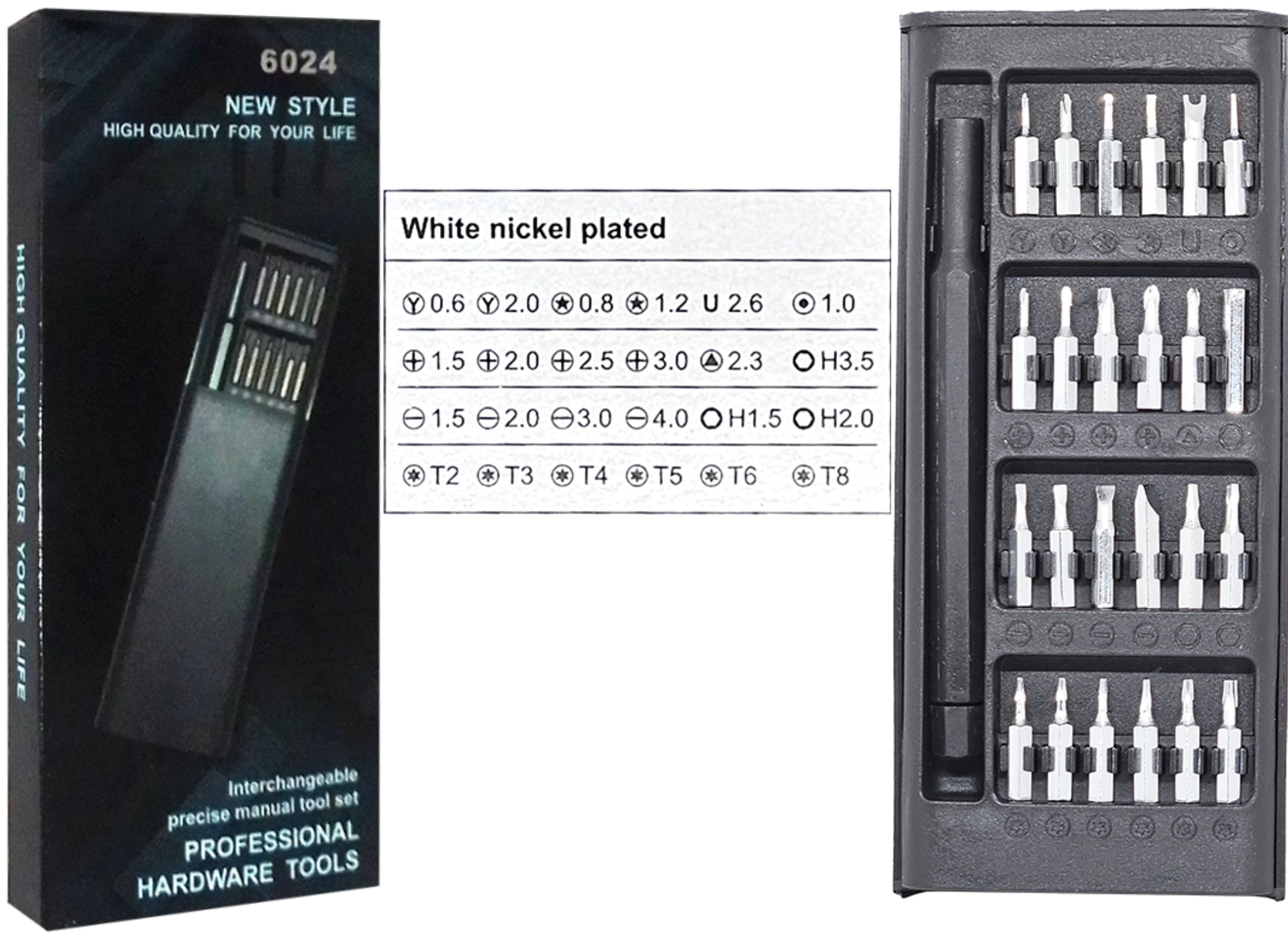 KIT DE DESTORNILLADORES 24 EN 1 MANGO PLASTICO PARA CELULARES COMPUTADORAS TABLETS CONSOLAS ECONOMICO