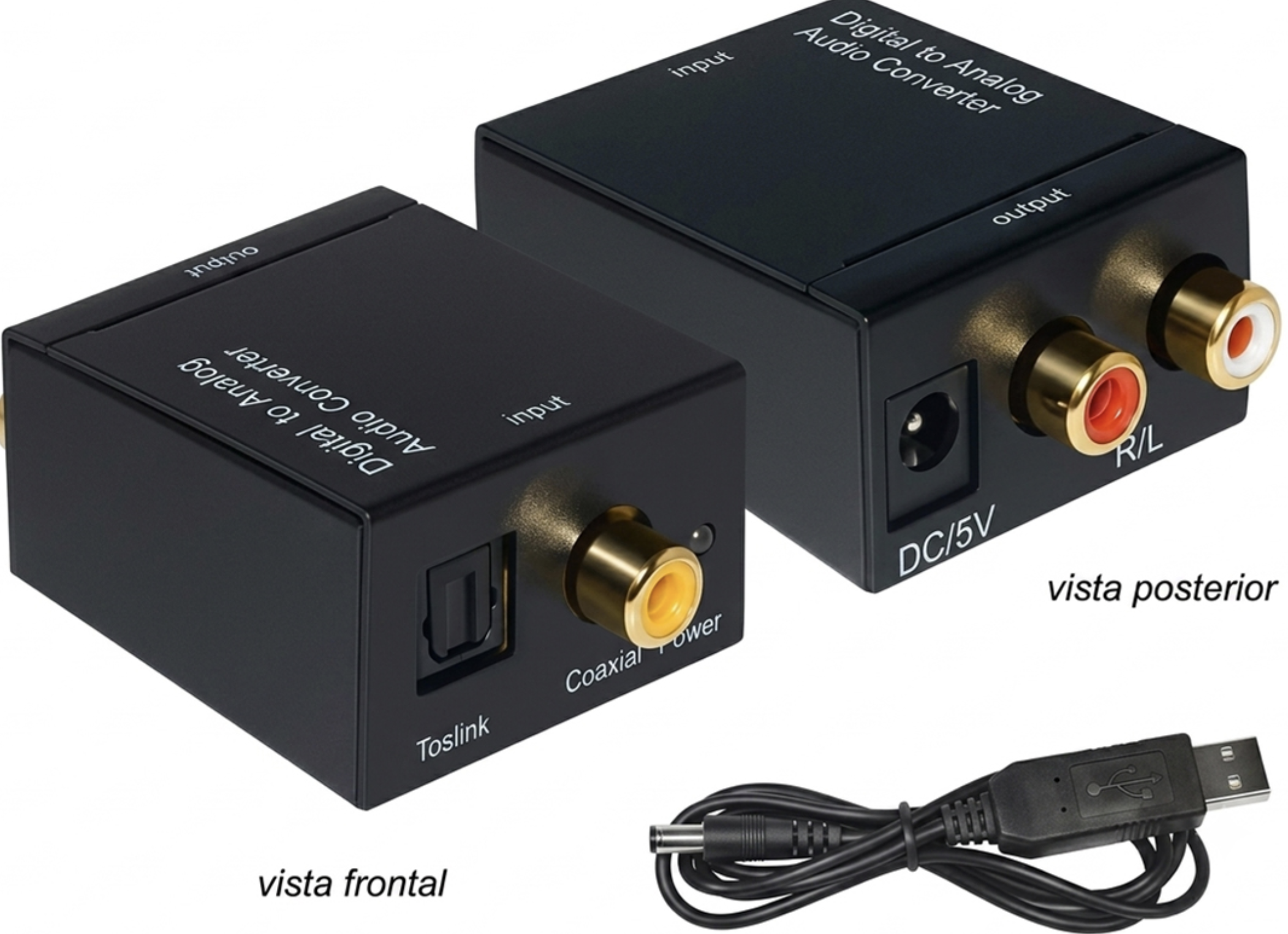 CONVERSOR AUDIO DIGITAL OPTICO A RCA H - ADAPTADOR ENTRADA OPTICA SALIDA RCA - TOSLINK - NO INCLUYE CABLE OPTICO NI TRANSFORMADOR 5V 2A