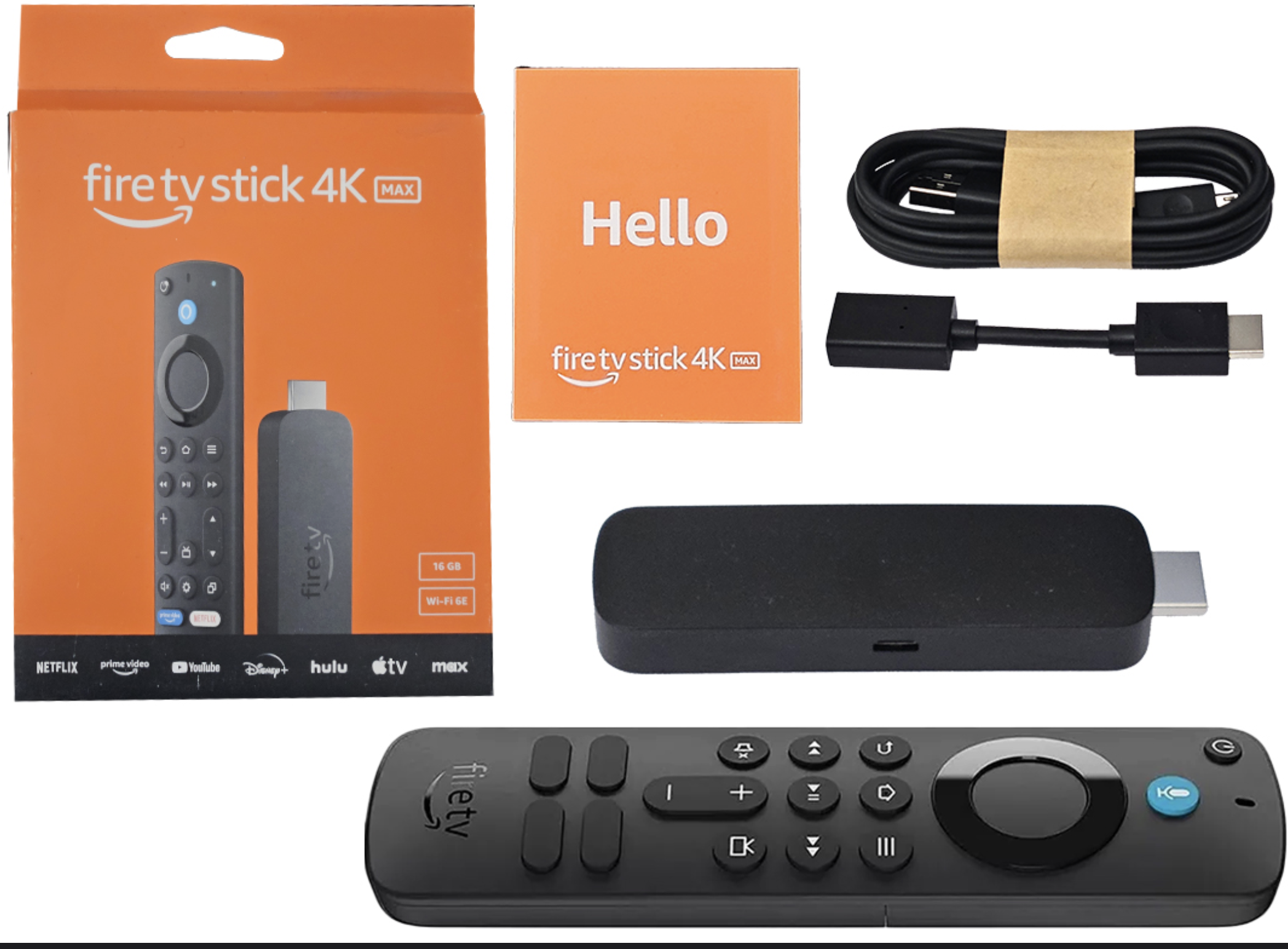 REPRODUCTOR MULTIMEDIA AMAZON FIRE STICK 4K MAX HDR WIFI6 HDMI COMPATIBLE NETFLIX HBONOW PRIME APPLETV PLUTOTV PARAMOUNT YOUTUBE - NO INCLUYE PILAS 2X