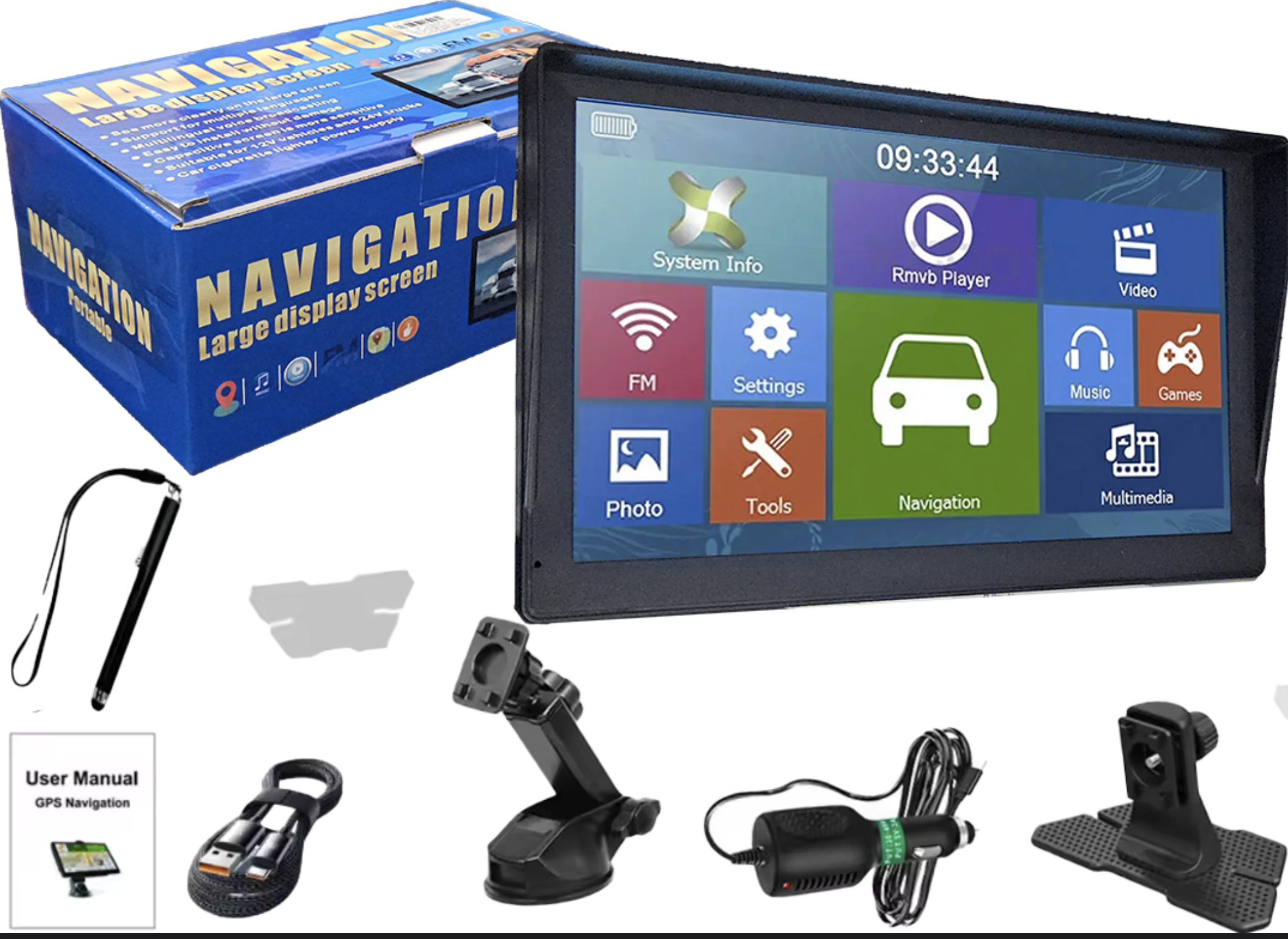 GPS 16GB 9 PULGADAS WIDESCREEN TACTIL INCLUYE CARGADOR 12V LAPIZ SOPORTE Y CABLE USB