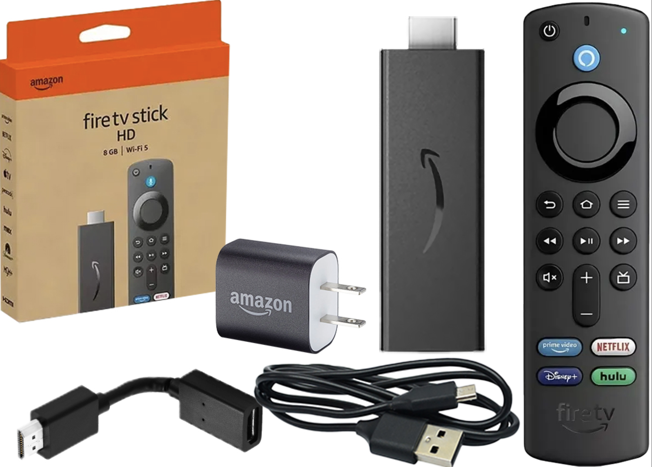 REPRODUCTOR MULTIMEDIA AMAZON FIRE STICK HDMI MICRO USB CONTROL REMOTO CON ALEXA - COMPATIBLE CON NETFLIX PRIME DISNEY HBO YOUTUBE INCLUYE TRAFO 5V 1A