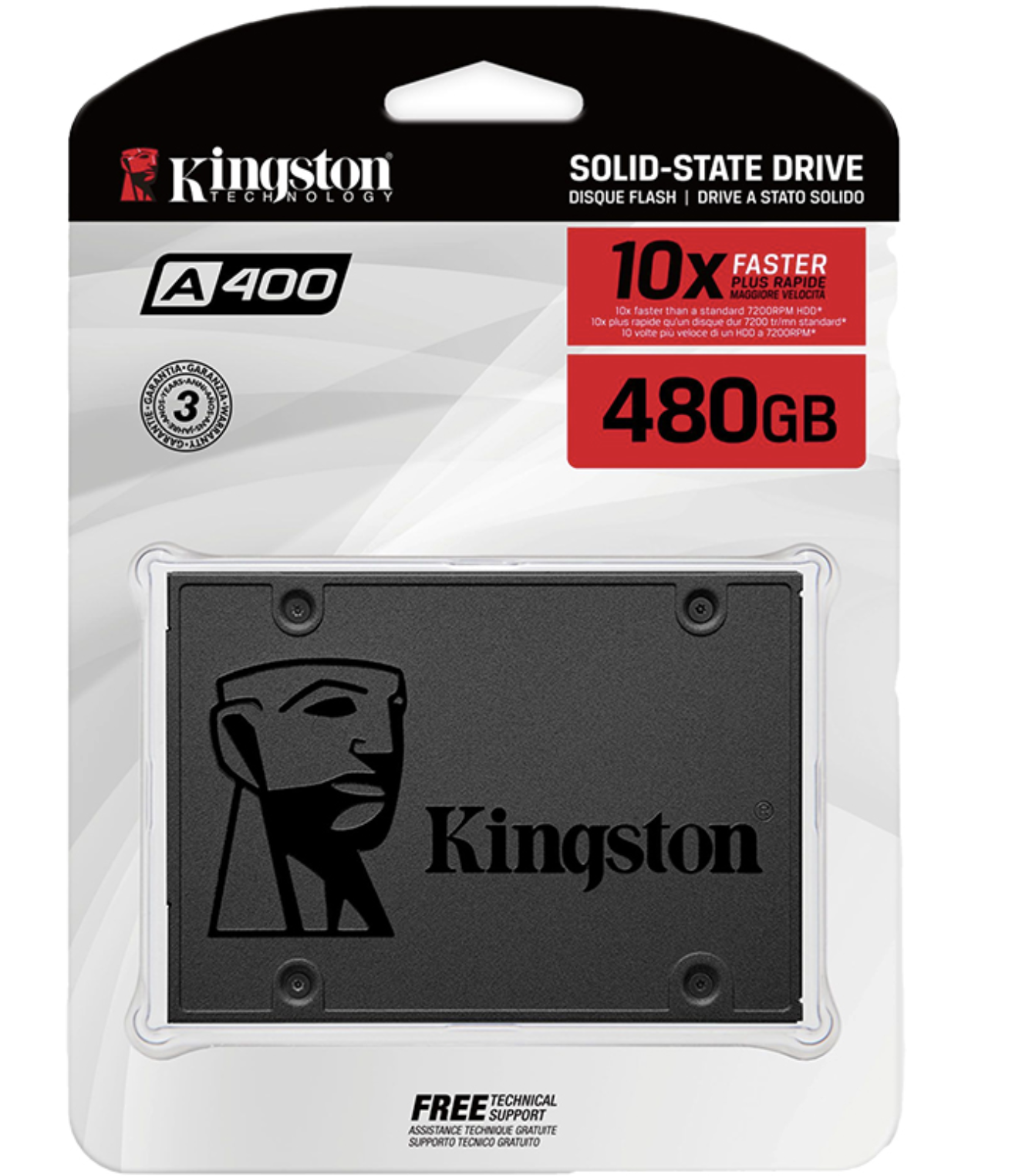 DISCO SOLIDO SSD 480GB 2.5 SATA III KINGSTON A400 LECTURA HASTA 500MB Y ESCRITURA HASTA 450MB