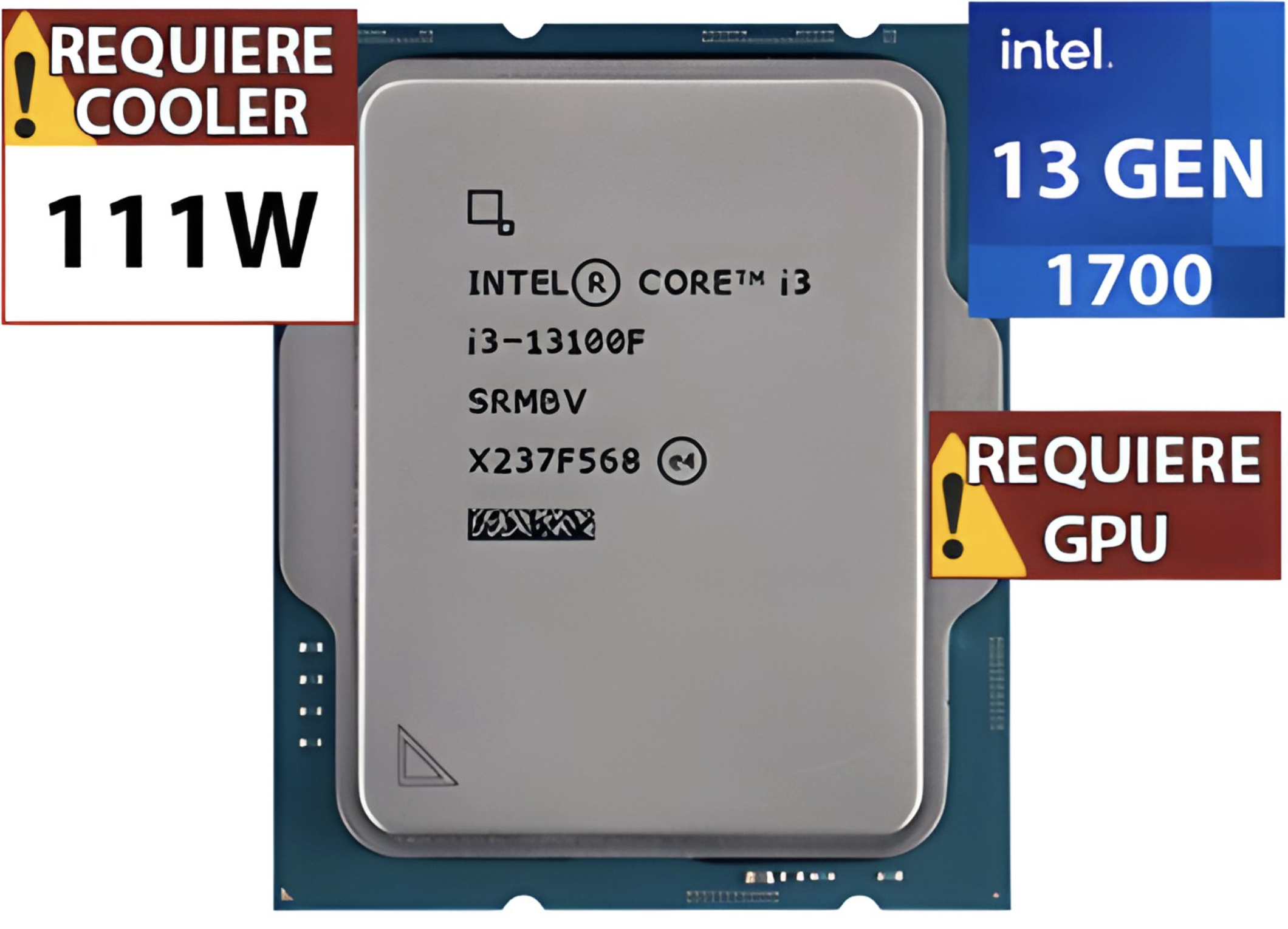 PROCESADOR INTEL RAPTOR LAKE I3-13100F 3.4GHZ A 4.5GHZ 4 NUCLEOS 8 HILOS 12MB CACHE SOCKET 1700 NO TRAE COOLER NO TRAE VIDEO INTEGRADO - OUTLET - USAD