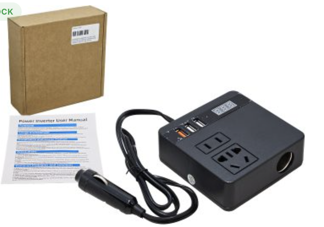 INVERSOR DE CORRIENTE 12V 24V A 220V 3XUSB HASTA 150W REAL 100W ENCHUFE UNIVERSAL DISPLAY CON VOLTAJE