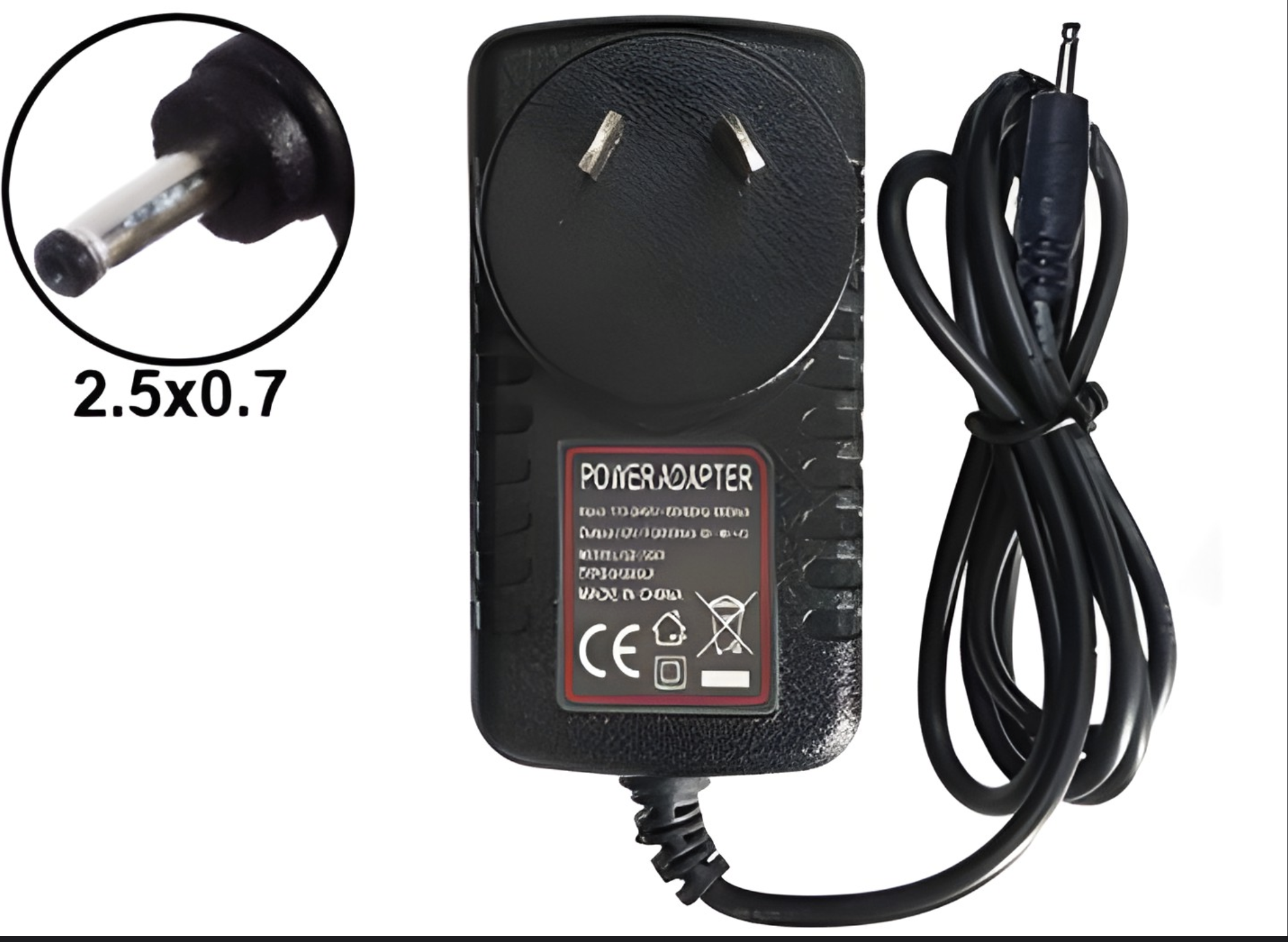 CARGADOR TABLET 5V 2A 2.5x0.7MM PIN FINO 2A REALES TITAN EURO COBY ALTERNATIVO