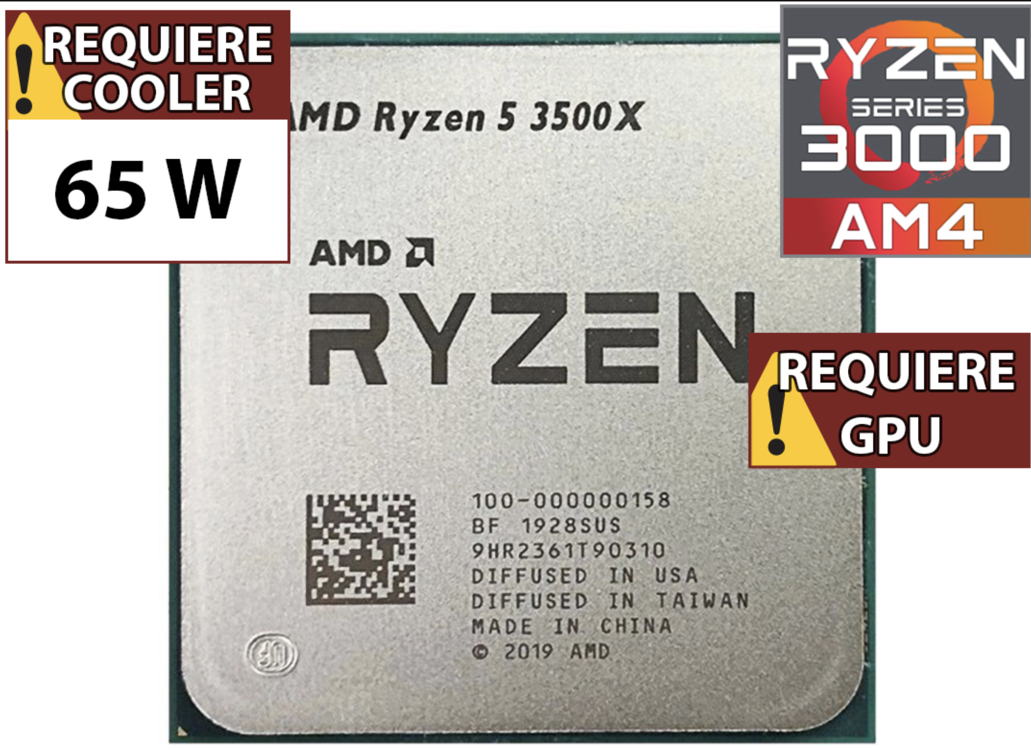 PROCESADOR AMD RYZEN 5 3500X 3.6GHZ 6 NUCLEOS 6 HILOS 16MB CACHE TDP 65W AM4 - OUTLET - USADO - OEM - NO TRAE VIDEO SIN CAJA NI COOLER VENTILADOR
