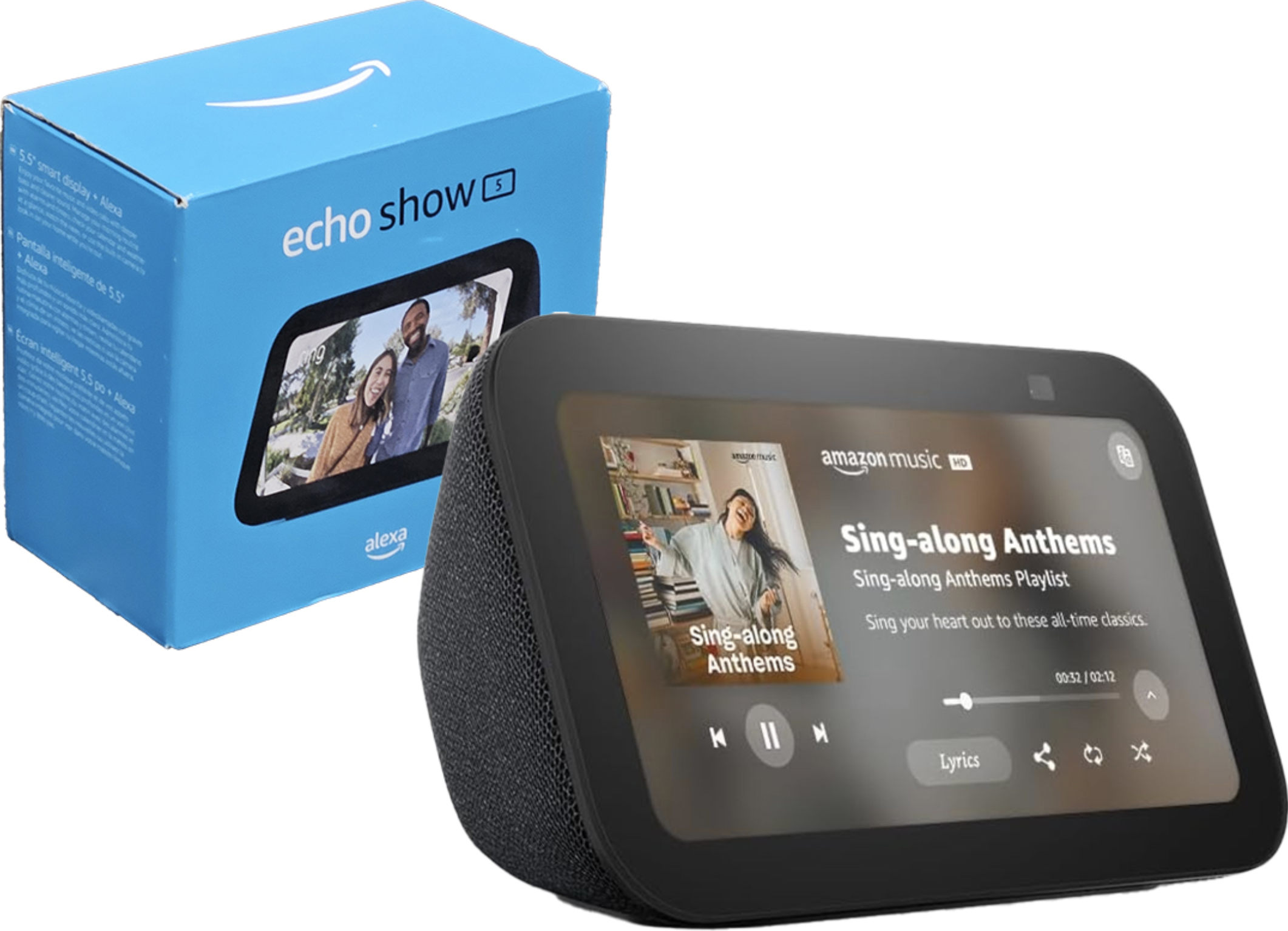ASISTENTE VIRTUAL AMAZON ECHO SHOW 5 3RD GEN DOMOTICA CAMARA 2MPX ALEXA BLUETOOTH MANOS LIBRES PANTALLA 5.5 PULGADAS - INCLUYE TRANSFORMADOR 15V 1.47A