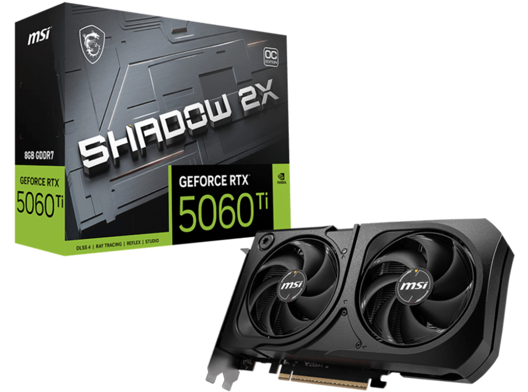 PLACA DE VIDEO MSI RTX 5060 TI SHADOW 8GB GDDR7 3XDISPLAYPORT2.1 1XHDMI2.1B PCIE5.0 DLLS4 2X OC PLUS 128BIT TDP 180W - REQUIERE ALIMENTACION 1 CONECTO