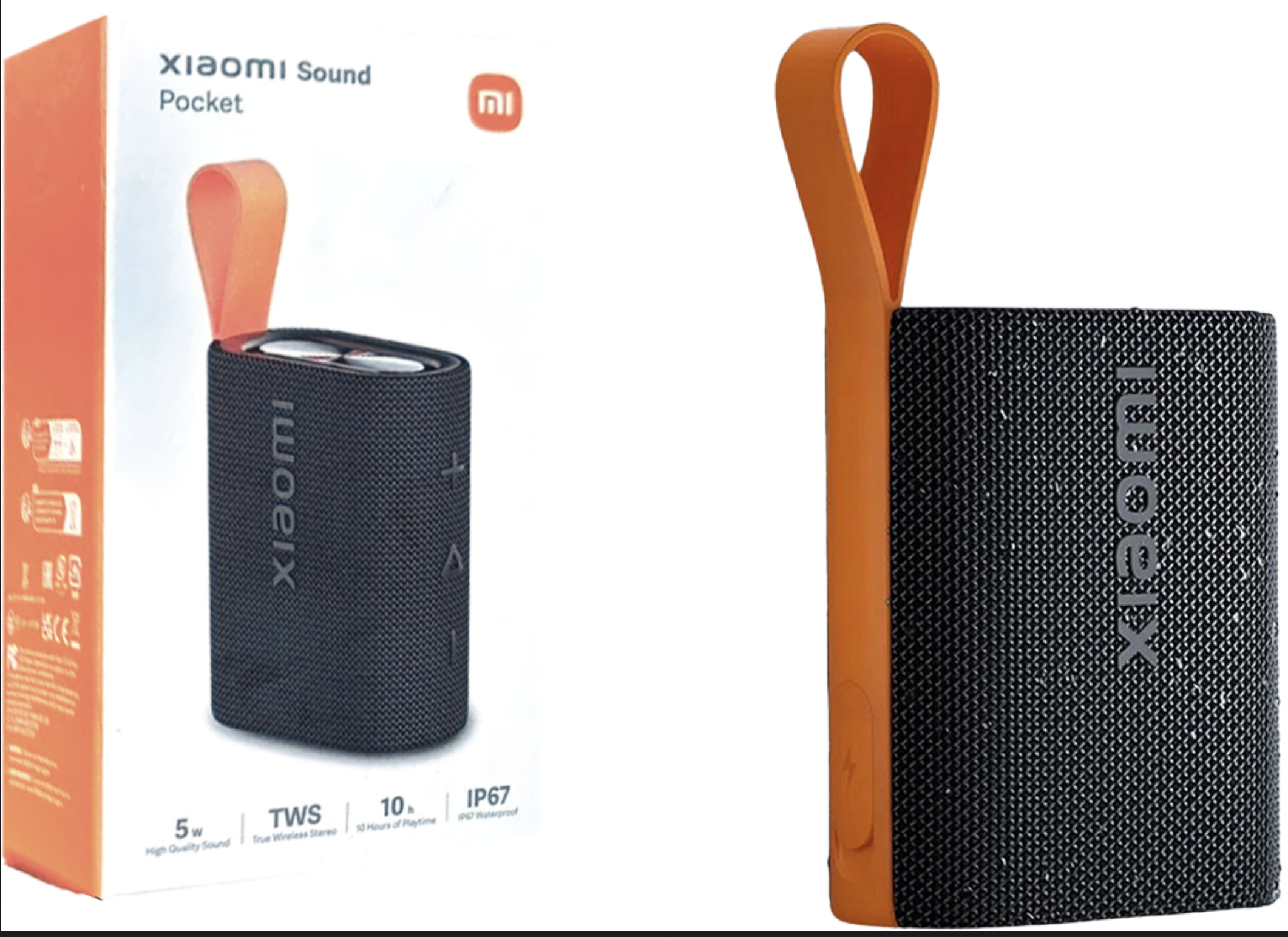 PARLANTE XIAOMI SOUND POCKET 5W TWS IP67 MICROFONO BLUETOOTH 5.4 BATERIA 1000MAH INCLUYE CABLE USB TIPO C NEGRO