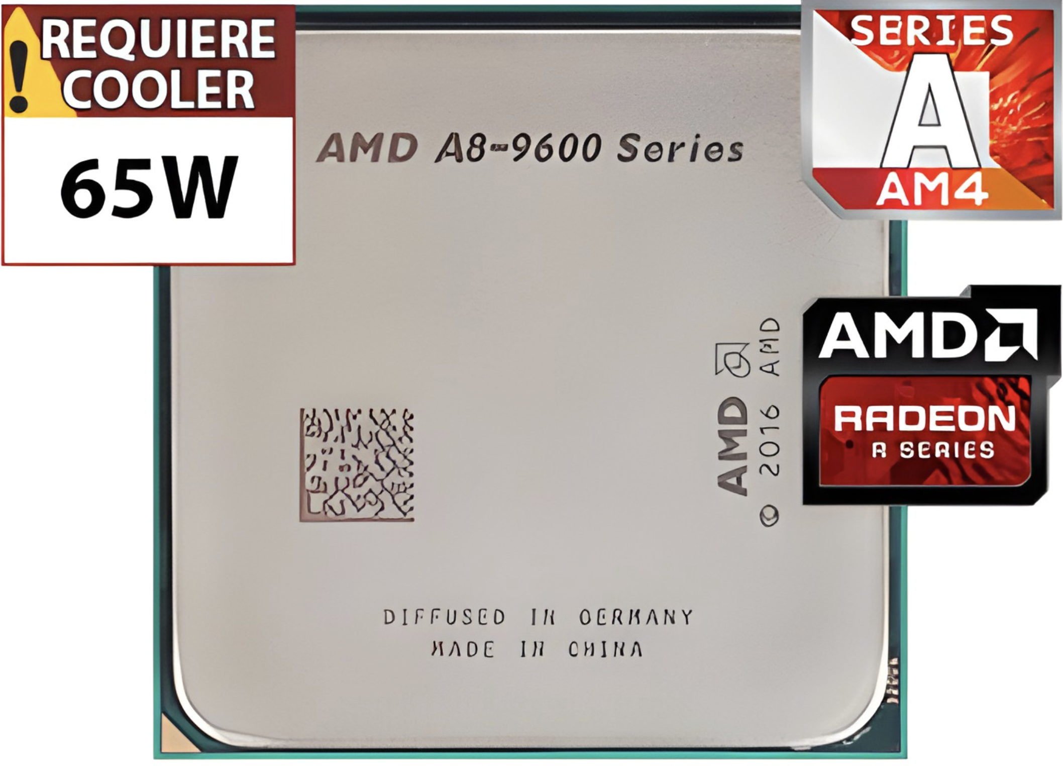 PROCESADOR AMD APU A8 9600 3.4GHZ 4CPU + 6GPU 2MB CACHE VIDEO RADEON R7 900MHZ AM4 - OUTLET - USADO - OEM - SIN CAJA NI COOLER VENTILADOR