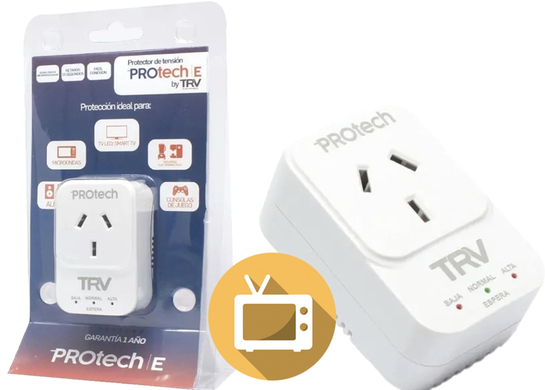 PROTECTOR DE TENSION PROTECH E HASTA 2100W BY TRV - AUDIO TELEVISOR LAVAVAJILLAS CONSOLAS - CORTE BAJA TENSION 180V CORTE POR ALTA TENSION 245V