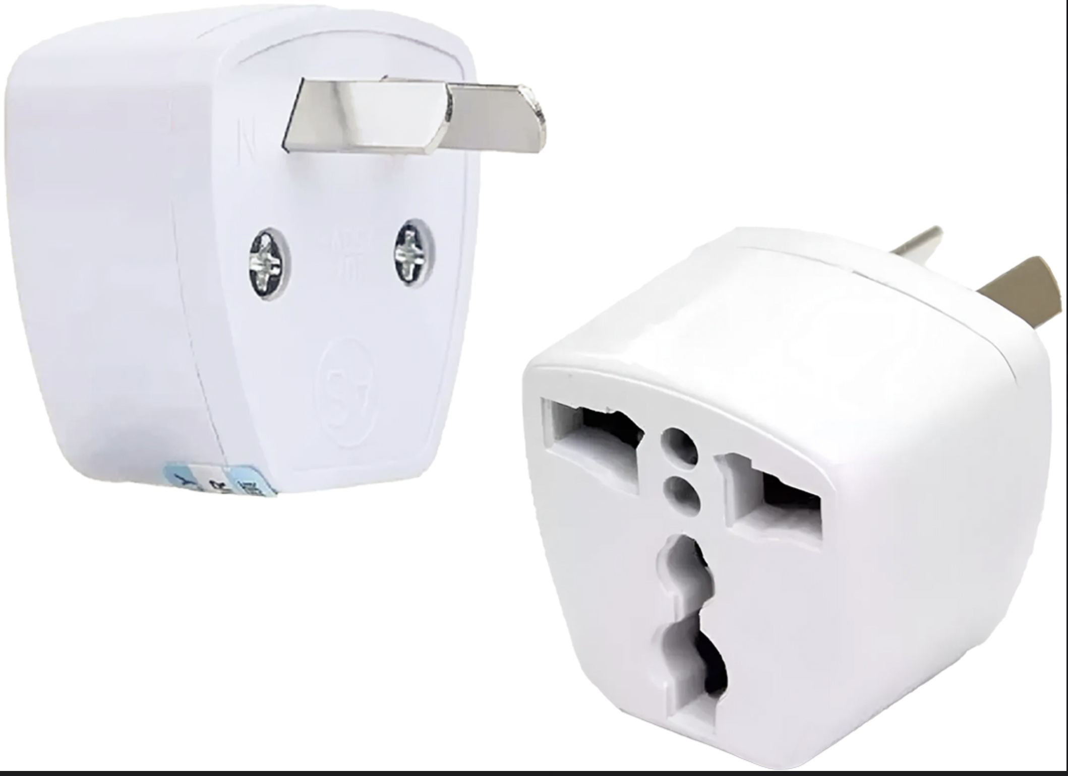 ADAPTADOR MULTI ENCHUFE MUNDIAL ECONOMICO 2 ESPIGAS RECTAS 110V A 2 PATAS CRUZADAS 220V