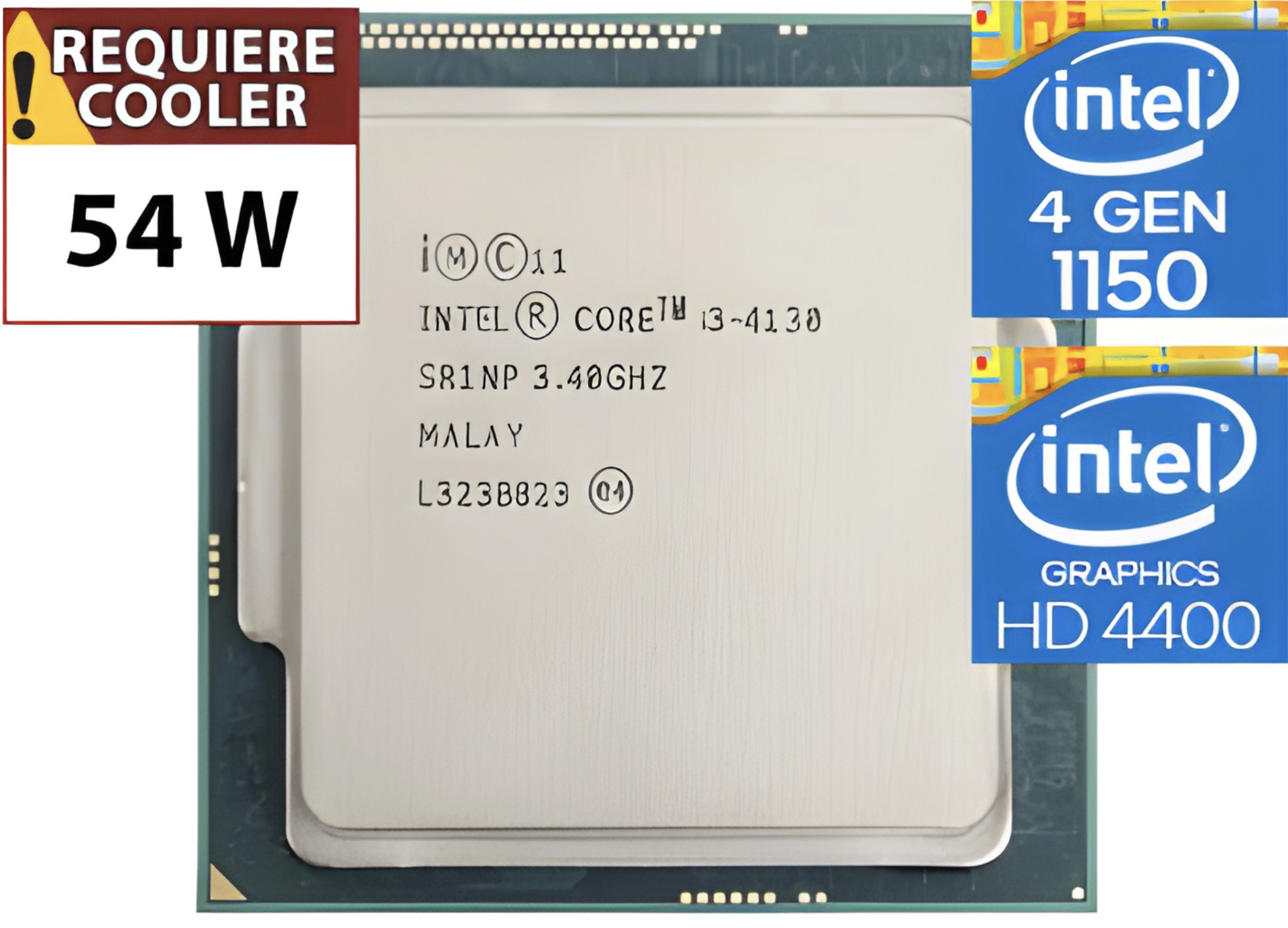 PROCESADOR INTEL HASWELL I3-4130 3.4GHZ 2 NUCLEOS 4 HILOS 54W HD4400 CUARTA GENERACION 1150 - OUTLET - USADO - TRAE VIDEO - SIN CAJA NI COOLER VENTILA