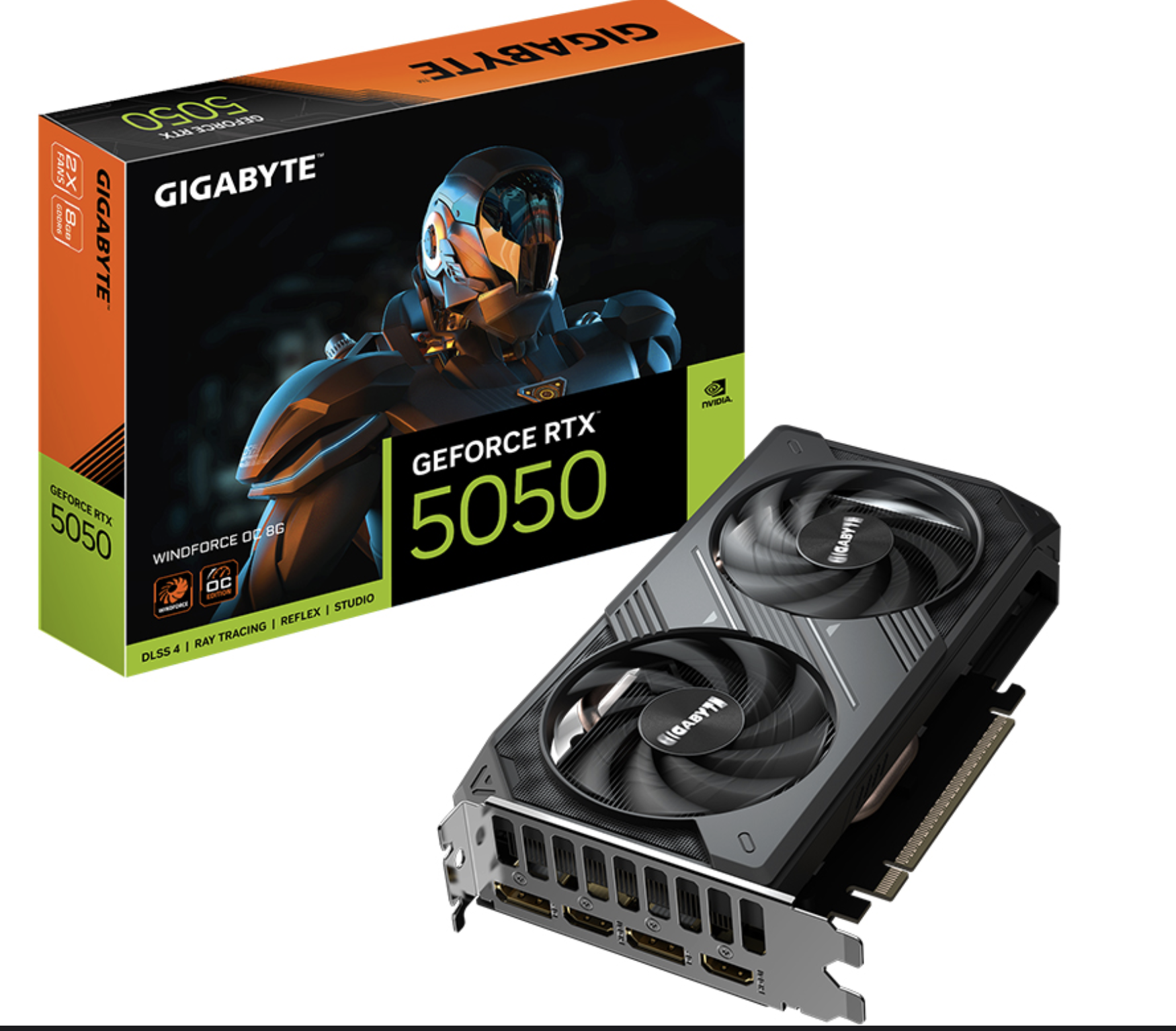 PLACA DE VIDEO GIGABYTE RTX5050 WINDFORCE 8GB GDDR7 3XDISPLAYPORT 1XHDMI OC DLSS4 - REQUIERE CONECTOR 8 PINES PARA ALIMENTACION