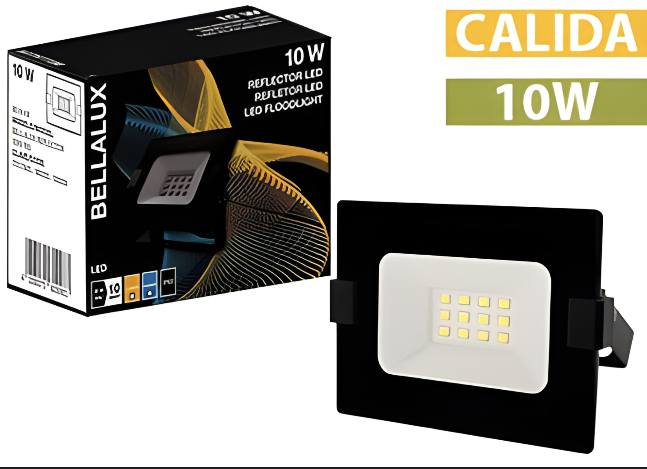 REFLECTOR LED BELLALUX 10W 830 CALIDO 220V 800 LUMNES IP65/IK06 EQUIVALENTE 50W NEGRO