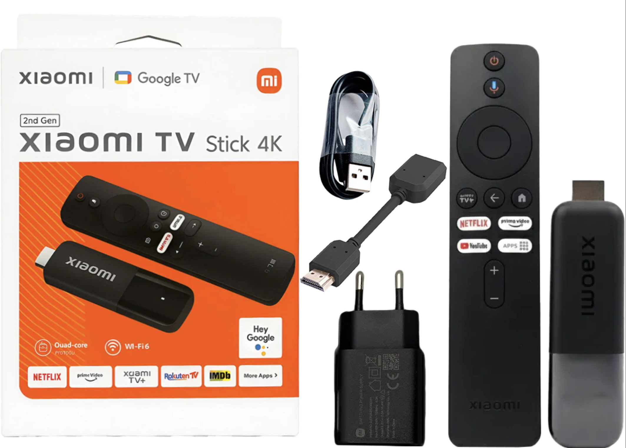 REPRODUCTOR MULTIMEDIA XIAOMI MI TV STICK 4K SEGUNDA GENERACION 2XAAA NO INCLUIDAS ANDROID TV COMPATIBLE FLOW DIRECTVGO INCLUYE TRAFO 5V 2A CABLE MICR