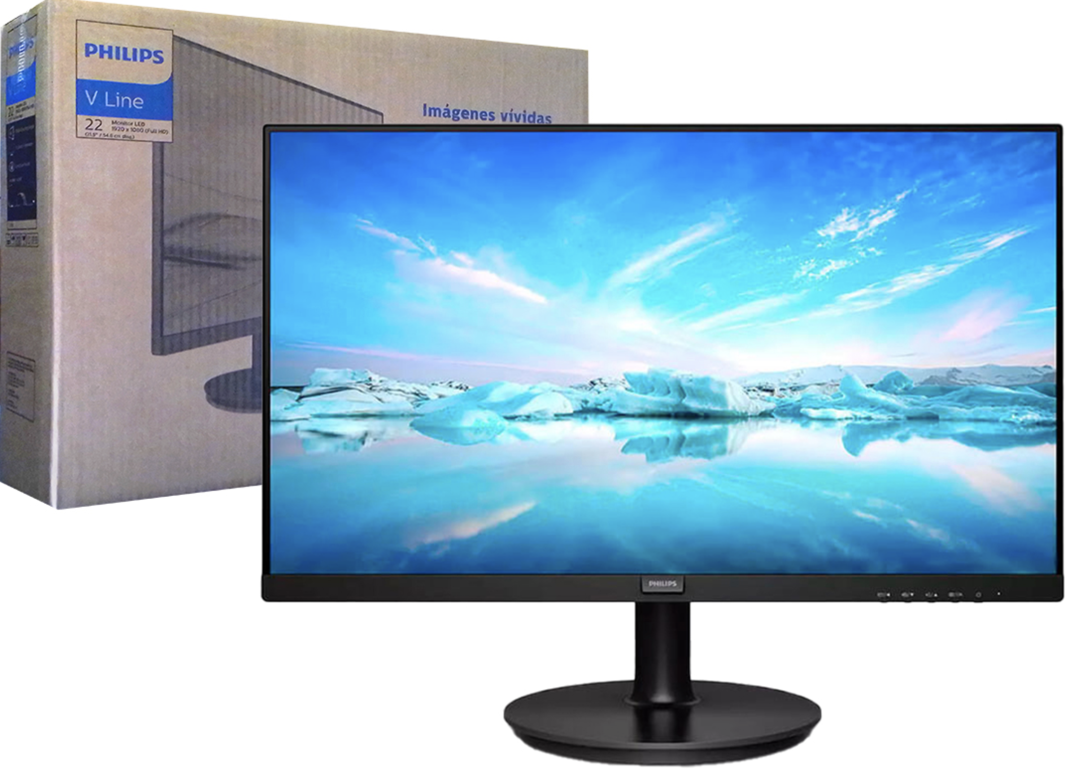 MONITOR PHILIPS 21.5 VGA HDMI LED TFT 16.7M 16:9 1920X1080 600:1 5MS 200CD/M2 FHD NEGRO