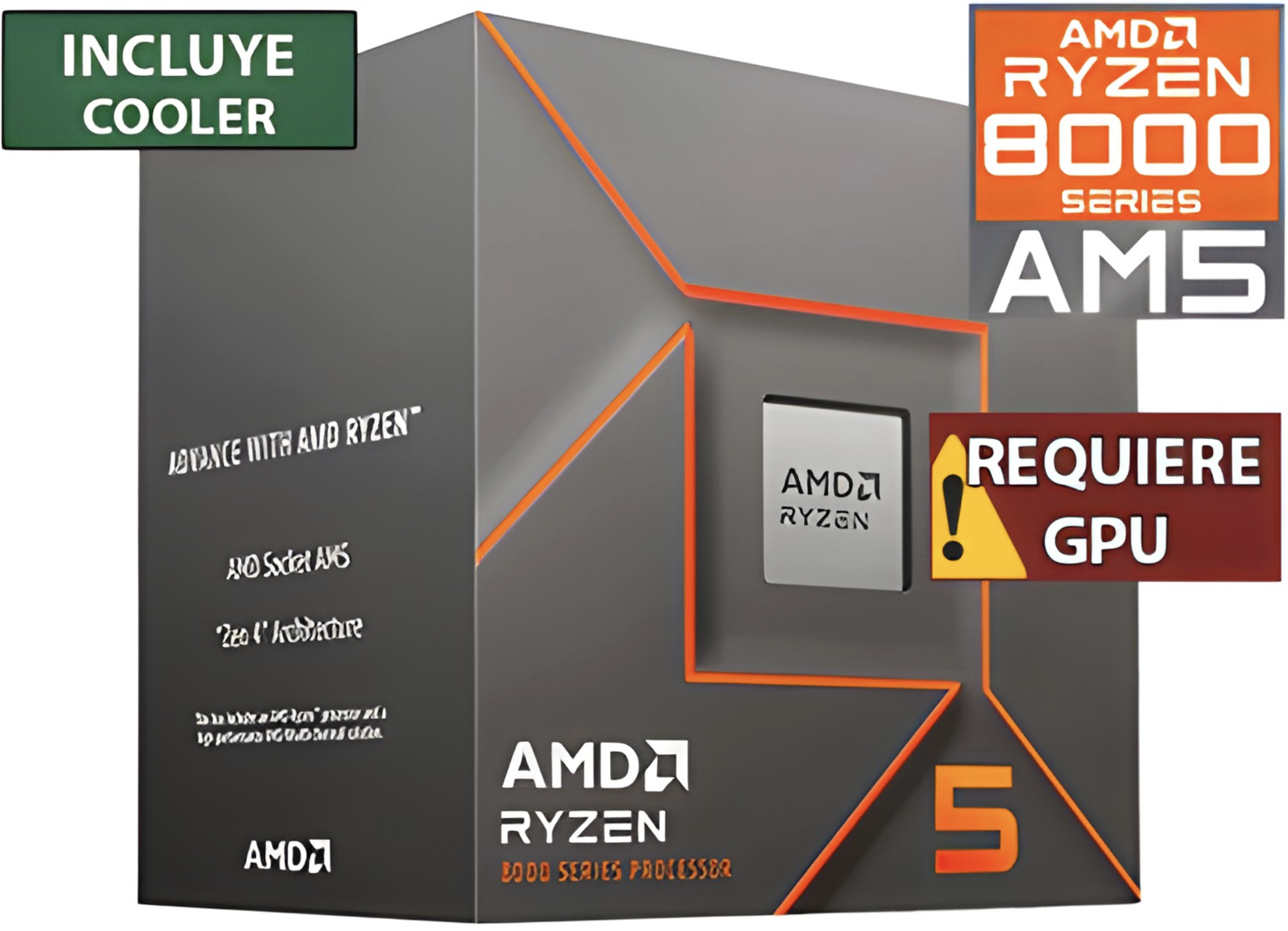 PROCESADOR AMD RYZEN 5 8400F 4.2GHZ HASTA 4.7GHZ 6 NUCLEOS 12 HILOS 16MB DE CACHE L3 - TRAE COOLER - NO TRAE VIDEO INTEGRADO - AM5