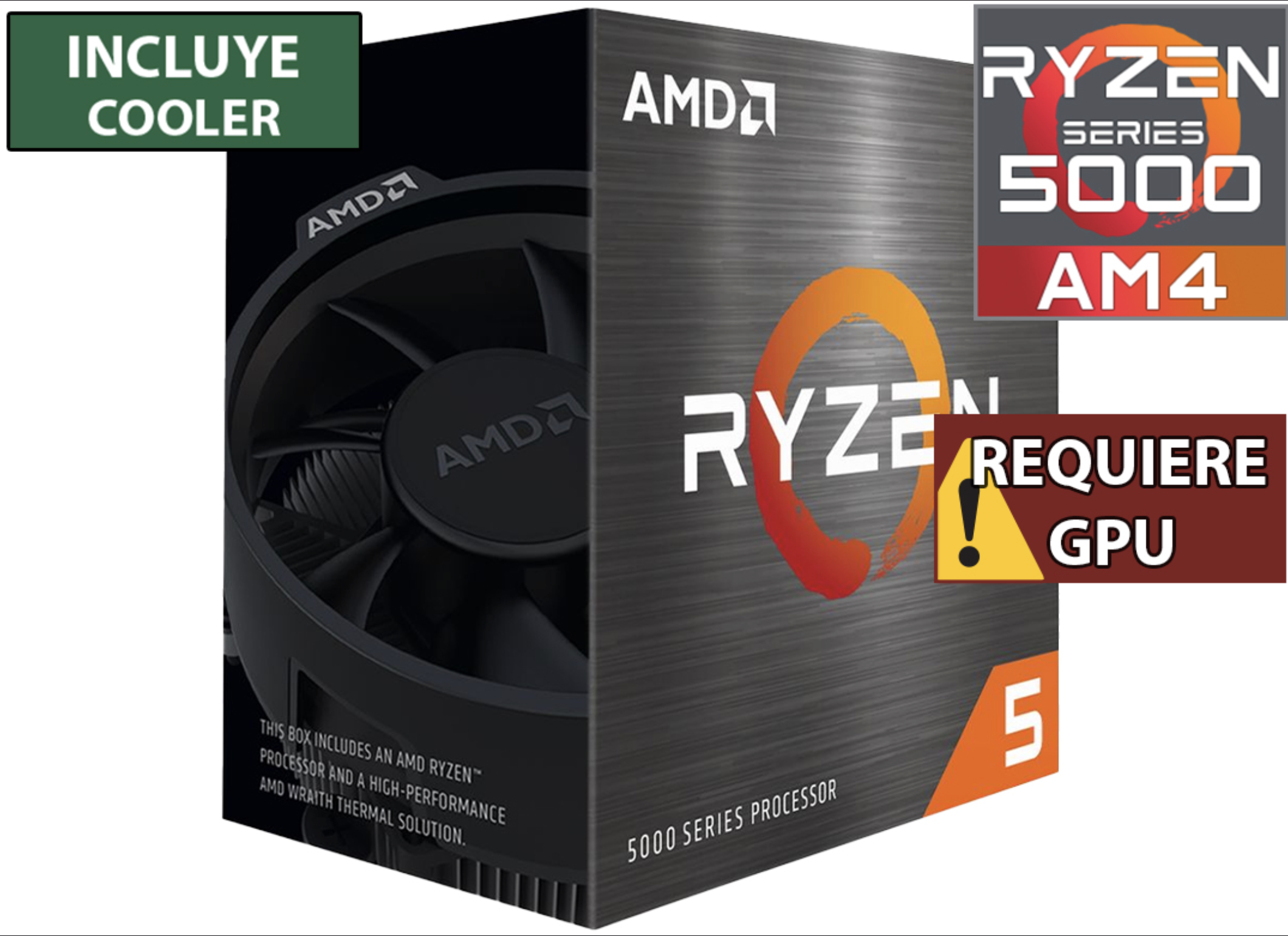 PROCESADOR AMD RYZEN 5 5500 3.6 GHZ 6 NUCLEOS 12 HILOS 19 MB L3 CACHE 65W AM4 - TRAE COOLER - NO TRAE VIDEO INTEGRADO