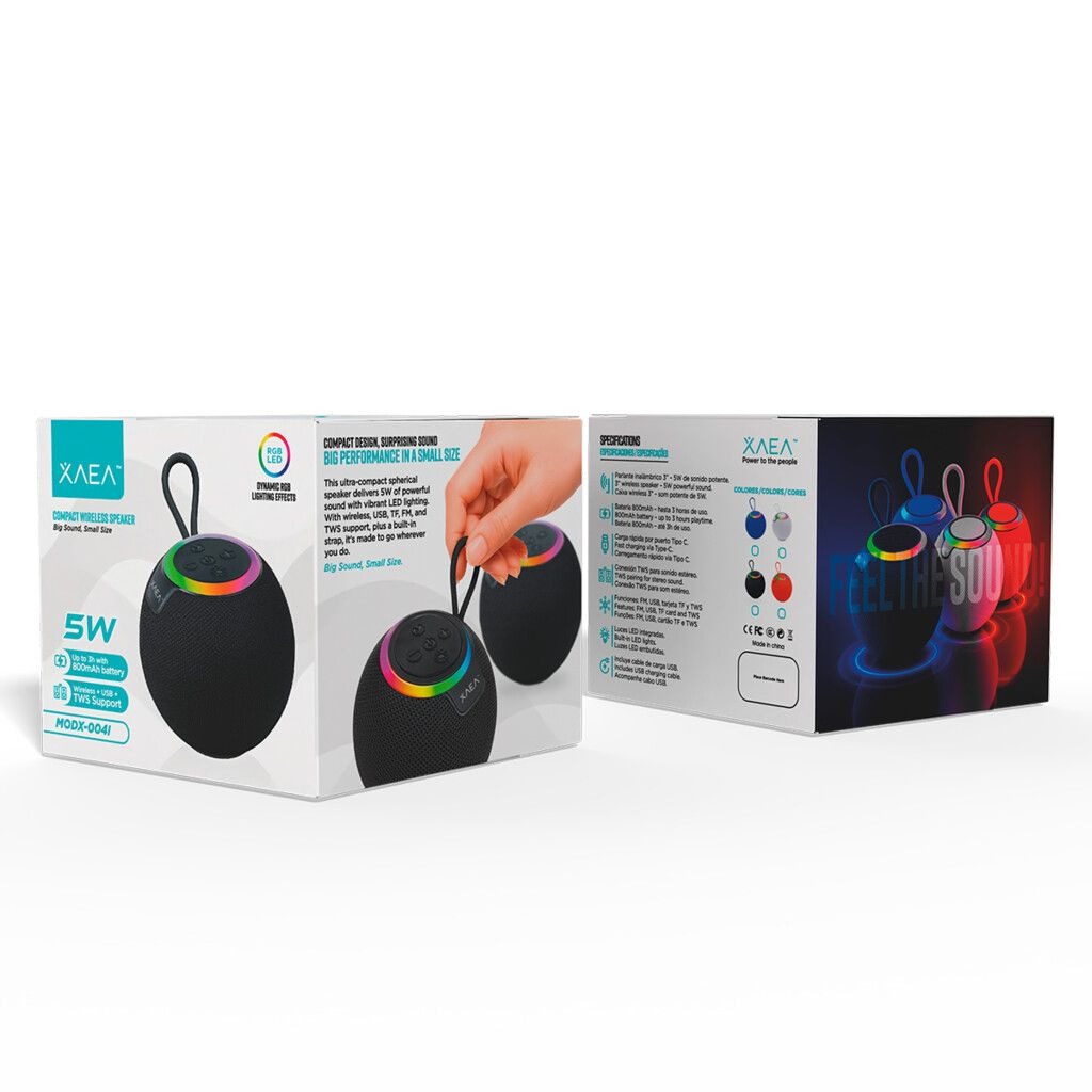 Art.(6251) Parlante Xaea Portatil Esfera 5W Luz RGB MODX-004I