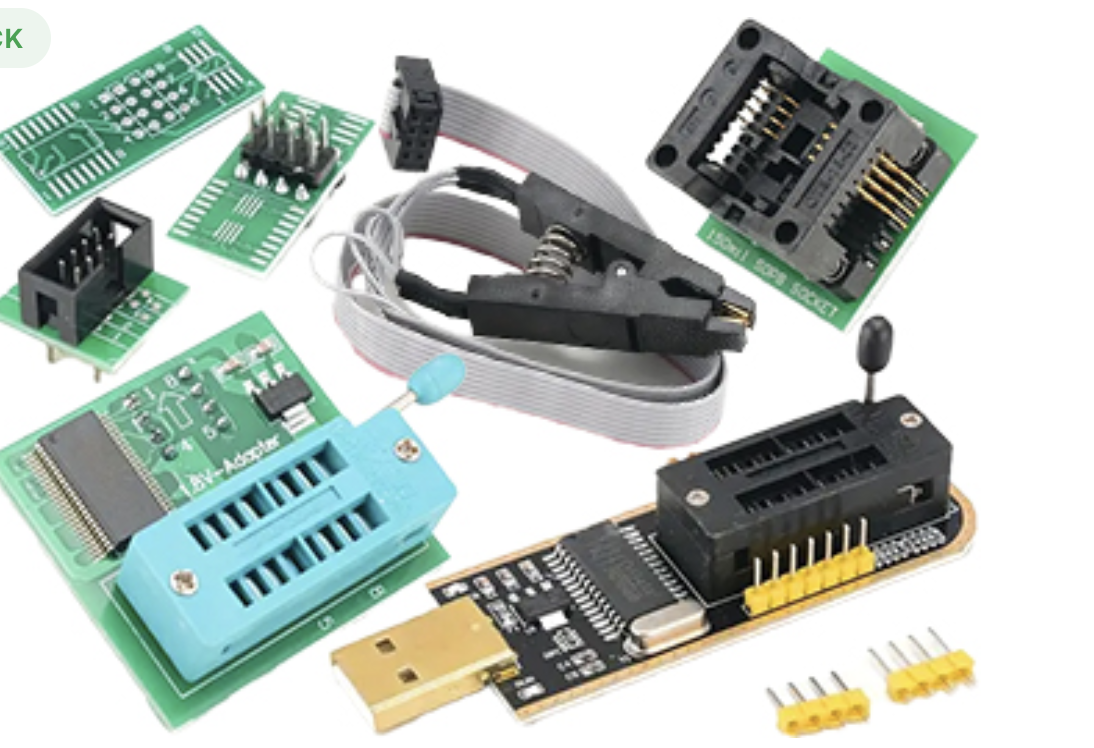 PROGRAMADOR USB CH341A PINZA CABLE BIOS EEPROM 24 25 SOIC8 SOP8 INCLUYE PLACA ADAPTADOR 1.8V