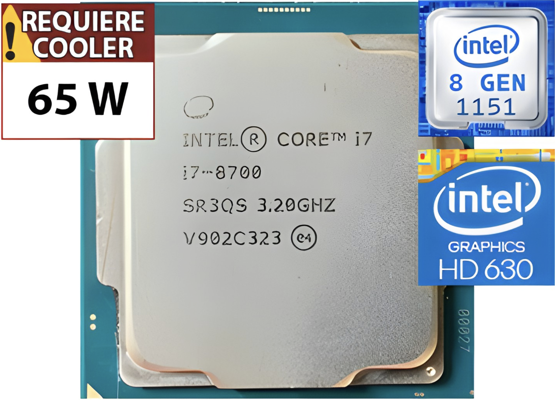 PROCESADOR INTEL COFFEE LAKE I7-8700 4.6GHZ 6 NUCLEOS 12 HILOS 12MB CACHE INTEL HD630 65W 1151 - OUTLET - USADO - OEM - SIN CAJA NI COOLER VENTILADOR