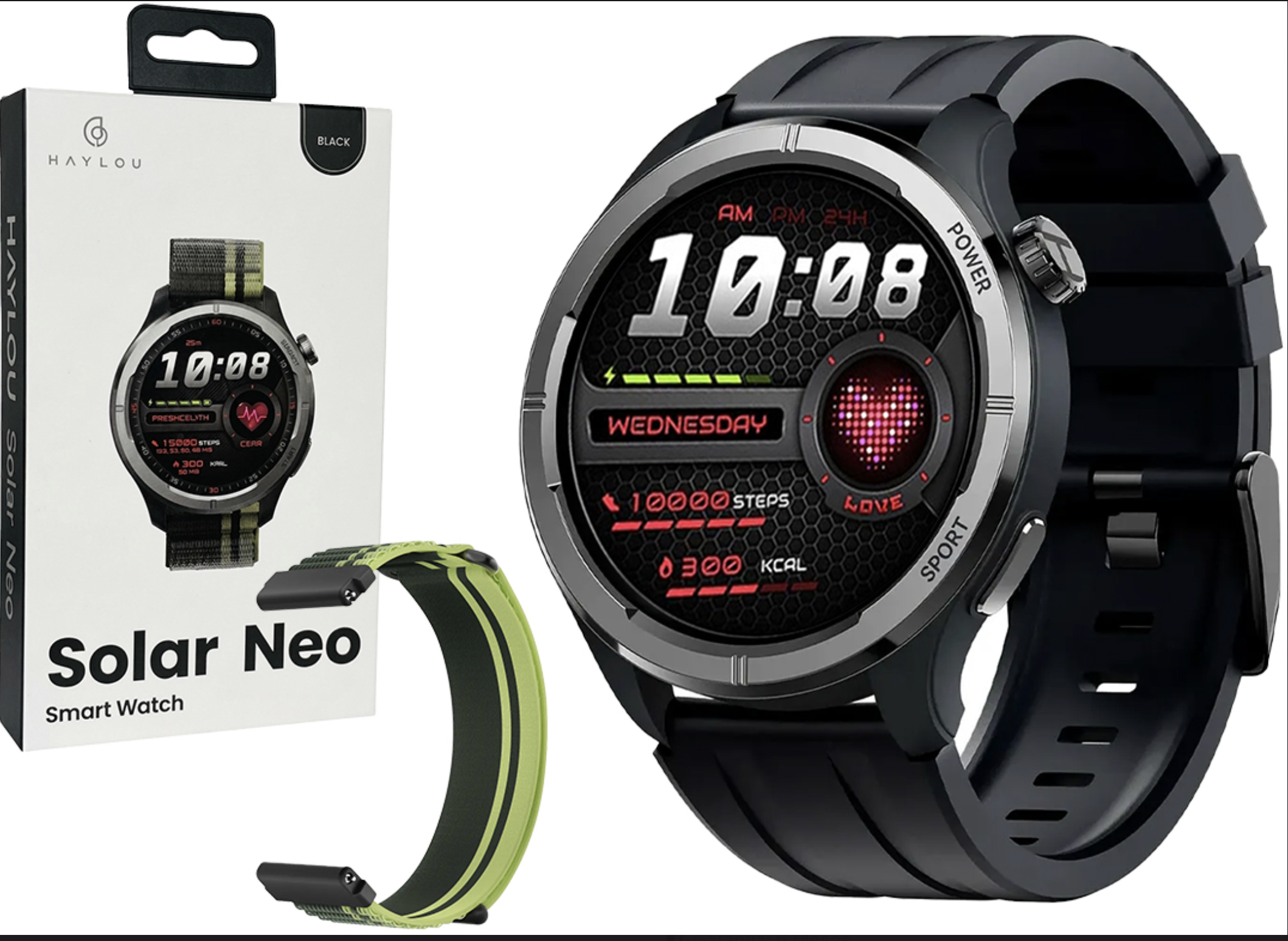 SMARTWATCH HAYLOU SOLAR NEO SENSOR CARDIACO PRESION SUENO SP02 IP68 127 MODOS DEPORTIVOS CONTESTA LLAMADAS 300MAH BLUETOOTH 5.3 PANTALLA 1.53 PULGADAS
