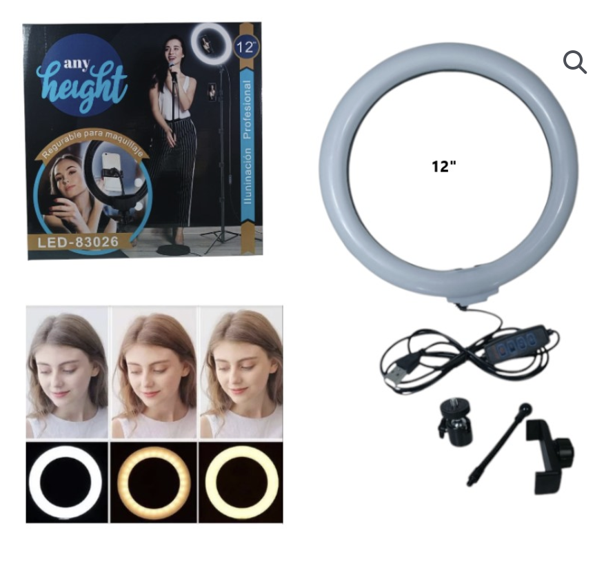 ARO DE LED SELFIE 12P FRIA, CALIDA Y NEUTRA