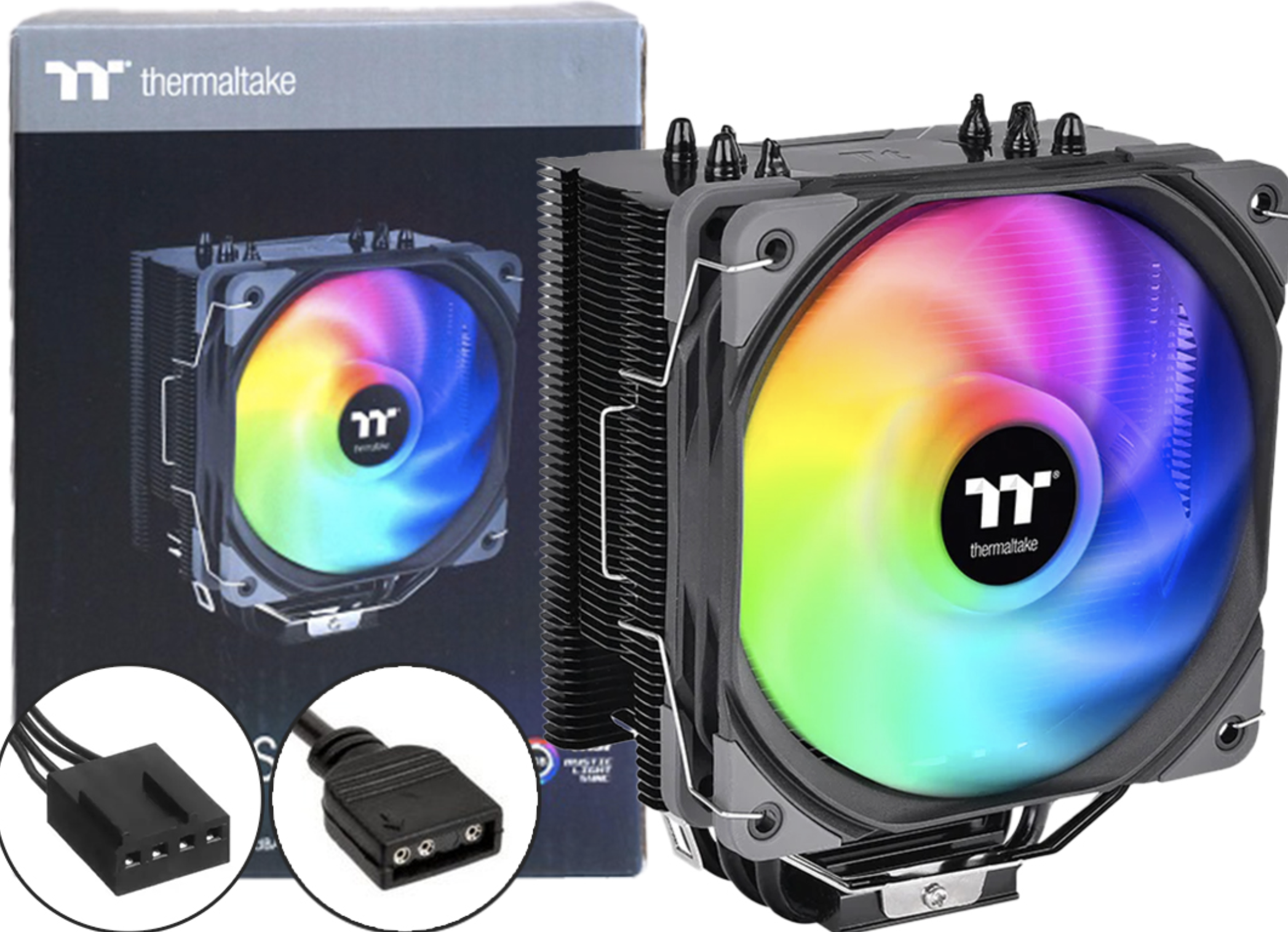 COOLER THERMALTAKE UX200 SE ARGB CONECTOR 4 PINES MAX 1800RPM TDP 170W 1700 1200 1150 1151 1155 1156 115X AM5 AM4 AM3 AM2 FM2 FM1 ARGB 3 PINES