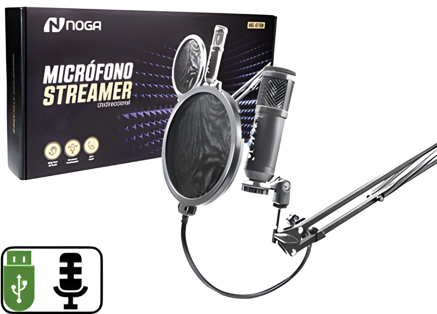 MICROFONO NOGANET MIC-ST700 CABLE 1.8MTS UNIDIRECCIONAL CONEXION POR USB