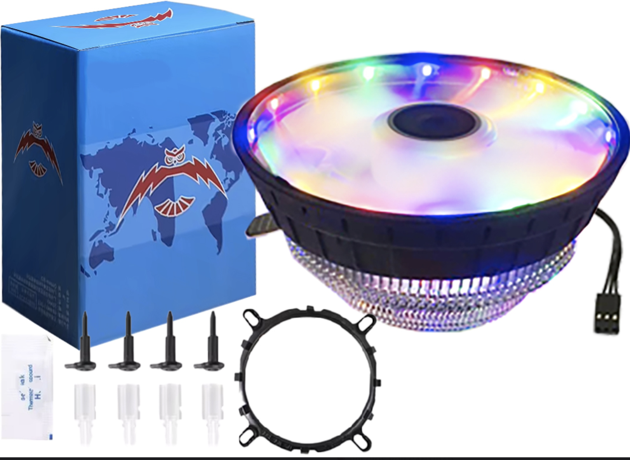 COOLER QIUZAIM QZ-300 RGB 12CM SILENCIOSO 3 PINES INTEL 775 1150 1151 1155 1156 1200 1700 AMD AM2 AM2+ AM3 AM3+ AM4 AM5 FM1 FM2 - INCLUYE GRASA