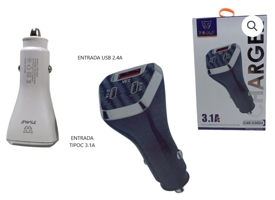CARGADOR AUTO 1USB 2TIPOC TIME 53004