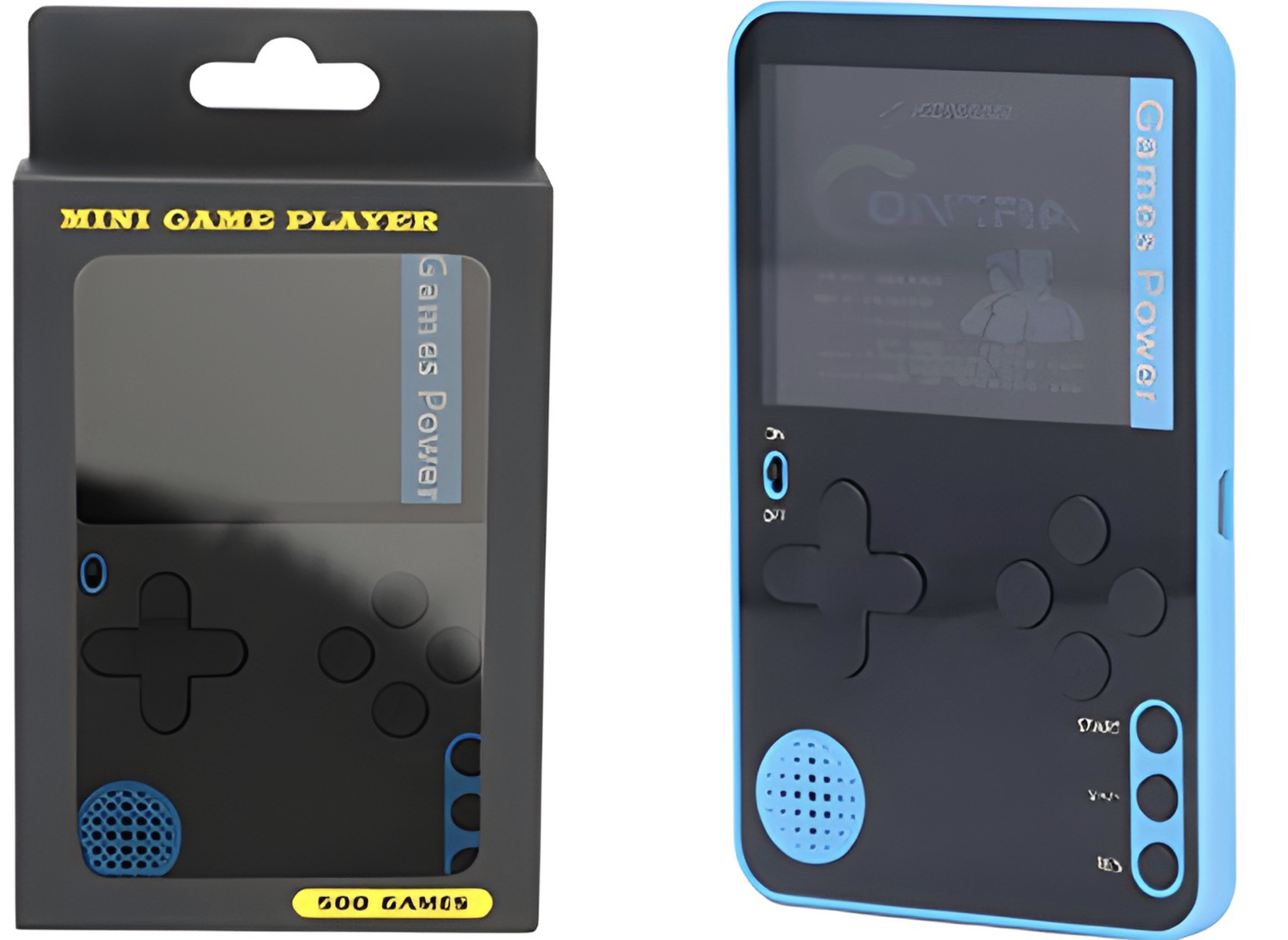 CONSOLA JUEGOS K10 500 JUEGOS 2.4 PULGADAS NEGRO CON AZUL - INCLUYE CABLE DE CARGA MICRO USB