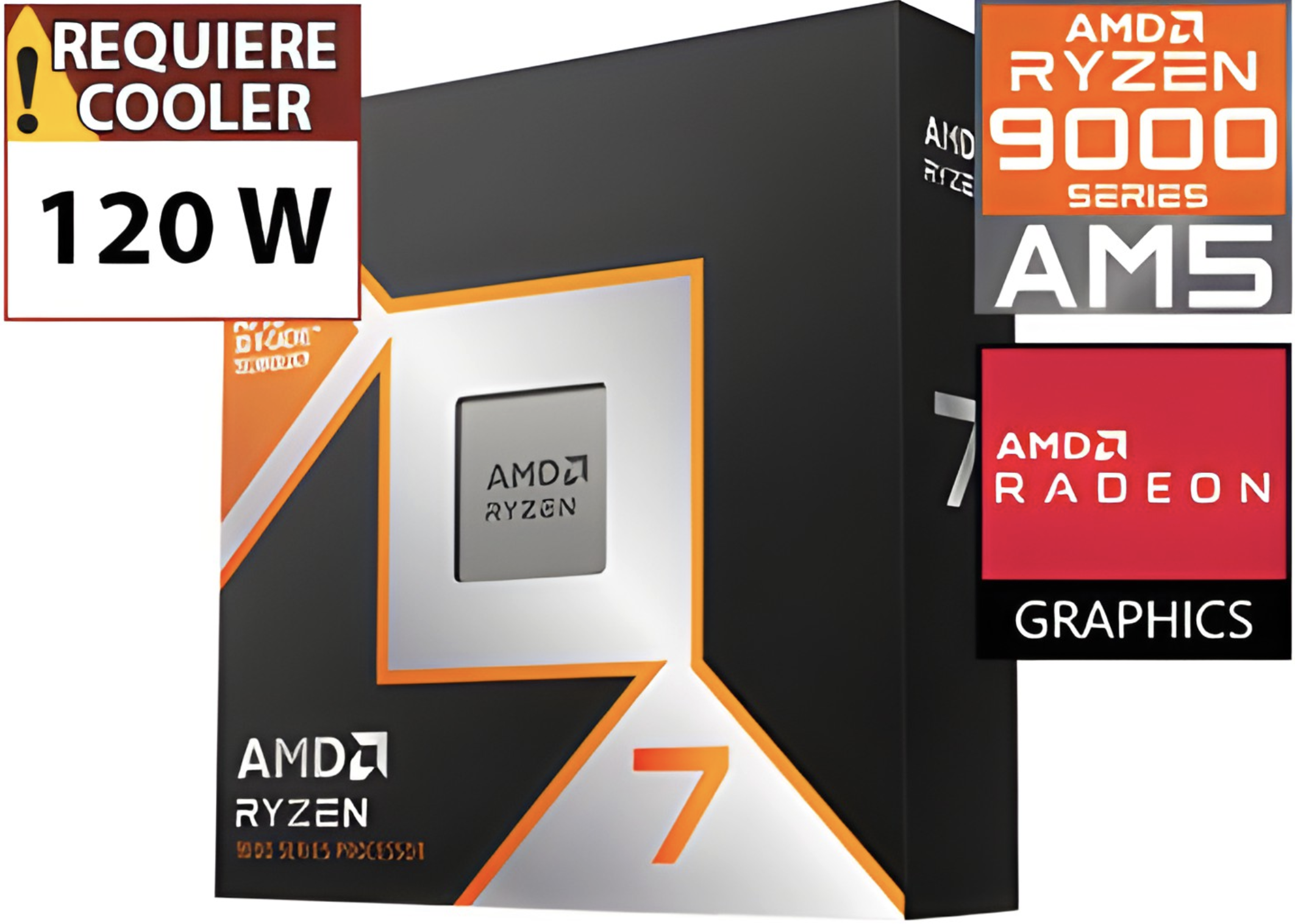 PROCESADOR AMD RYZEN 7 9800X3D 8 NUCLEOS 16 HILOS 4.7GHZ HASTA 5.2GHZ CACHE 104MB 120W AM5 - TRAE VIDEO RADEON GRAPHICS 2 - NO TRAE COOLER