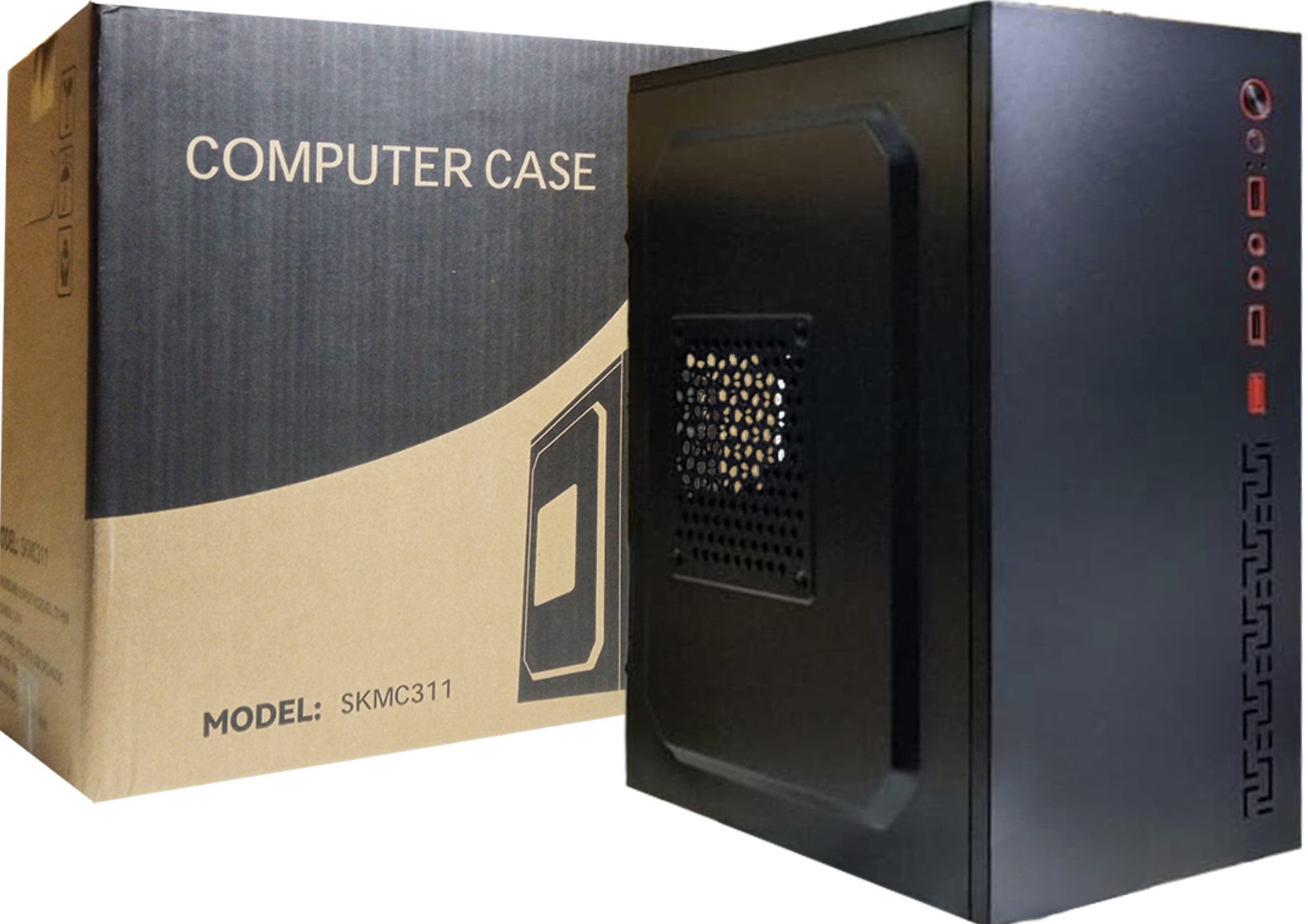 GABINETE SKMC311 OFFICE MICROATX MINIATX 2XUSB2.0 2XJACK3.5MM DIMENSIONES 305X170X350MM NEGRO