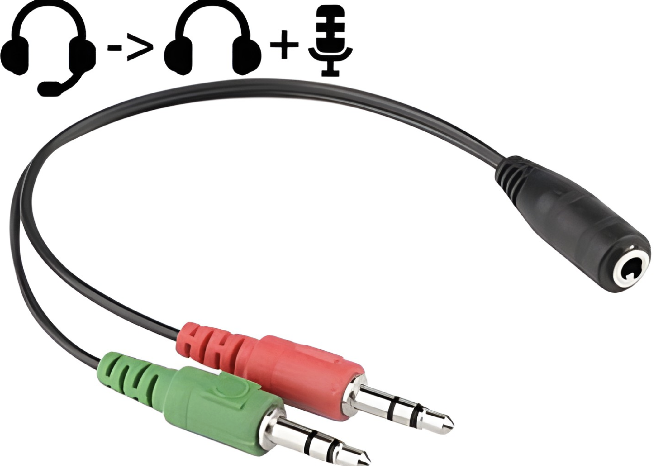 ADAPTADOR JACK 3.5MM A 2 PLUG 3.5MM 3.5 - PLUG COMBINADO 4 PINES A AUDIO AURICULAR + MICROFONO
