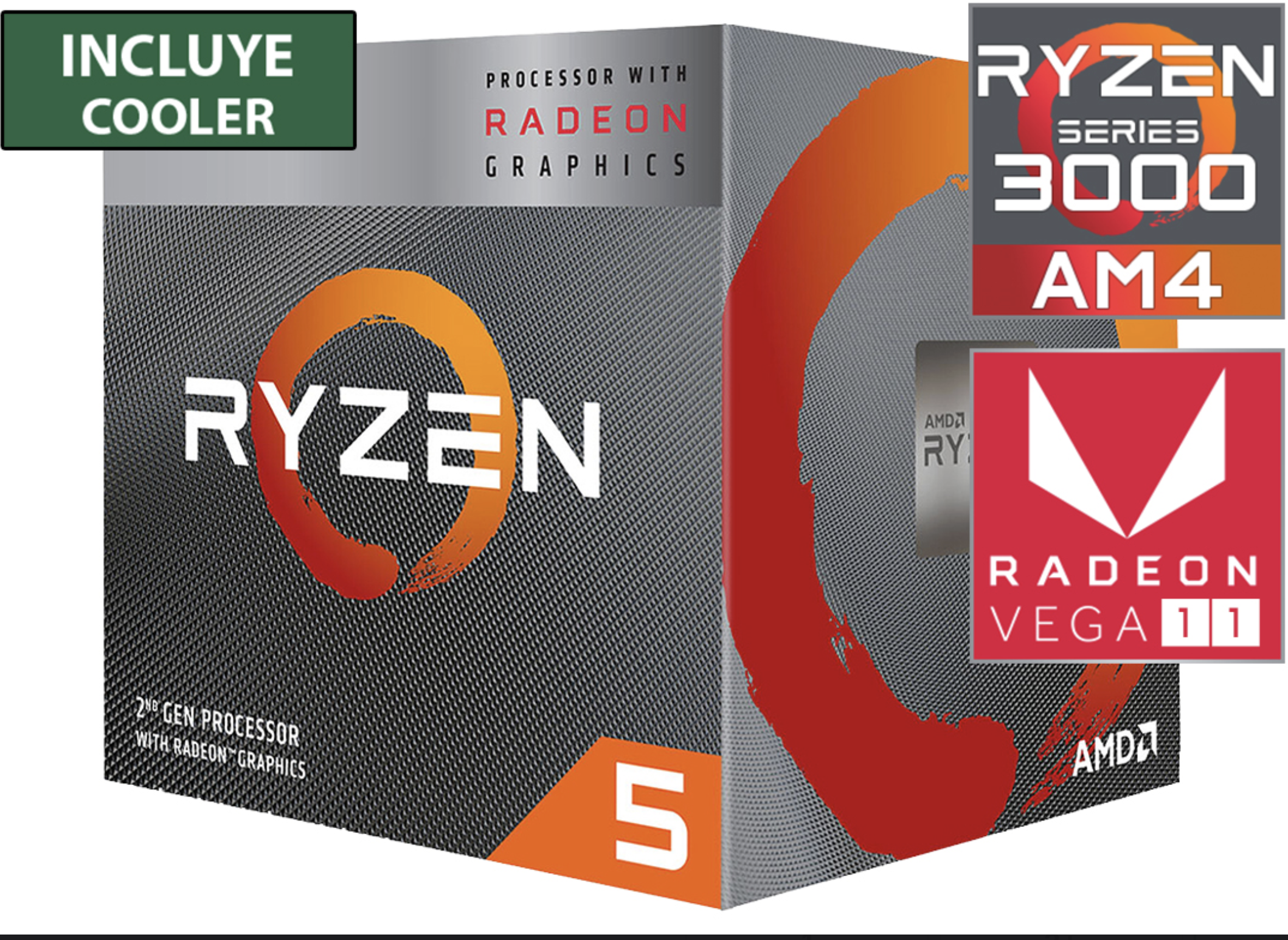 PROCESADOR AMD RYZEN 5 3400G 3.7GHZ A 4.2GHZ 4 NUCLEOS 8 HILOS 11 GPU 6MB CACHE VEGA GRAPHICS 11 AM4