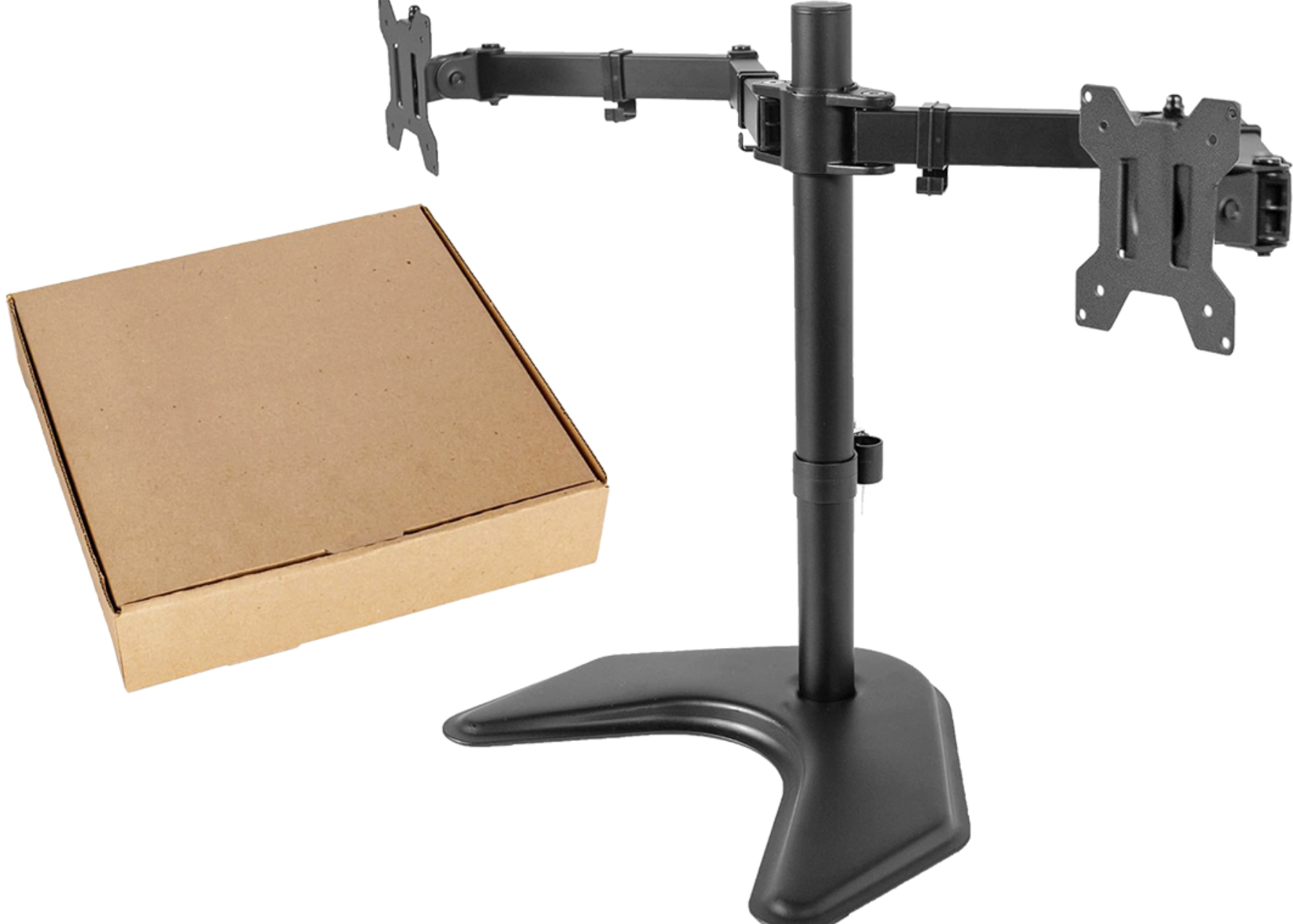 PIE DE MONITOR DOBLE 14 A 27 PULGADAS VESA 75X75 100X10 ALTURA AJUSTABLE HASTA 40CM ARTICULADO BRAZO 40CM BASE DE APOYO 40X30CM