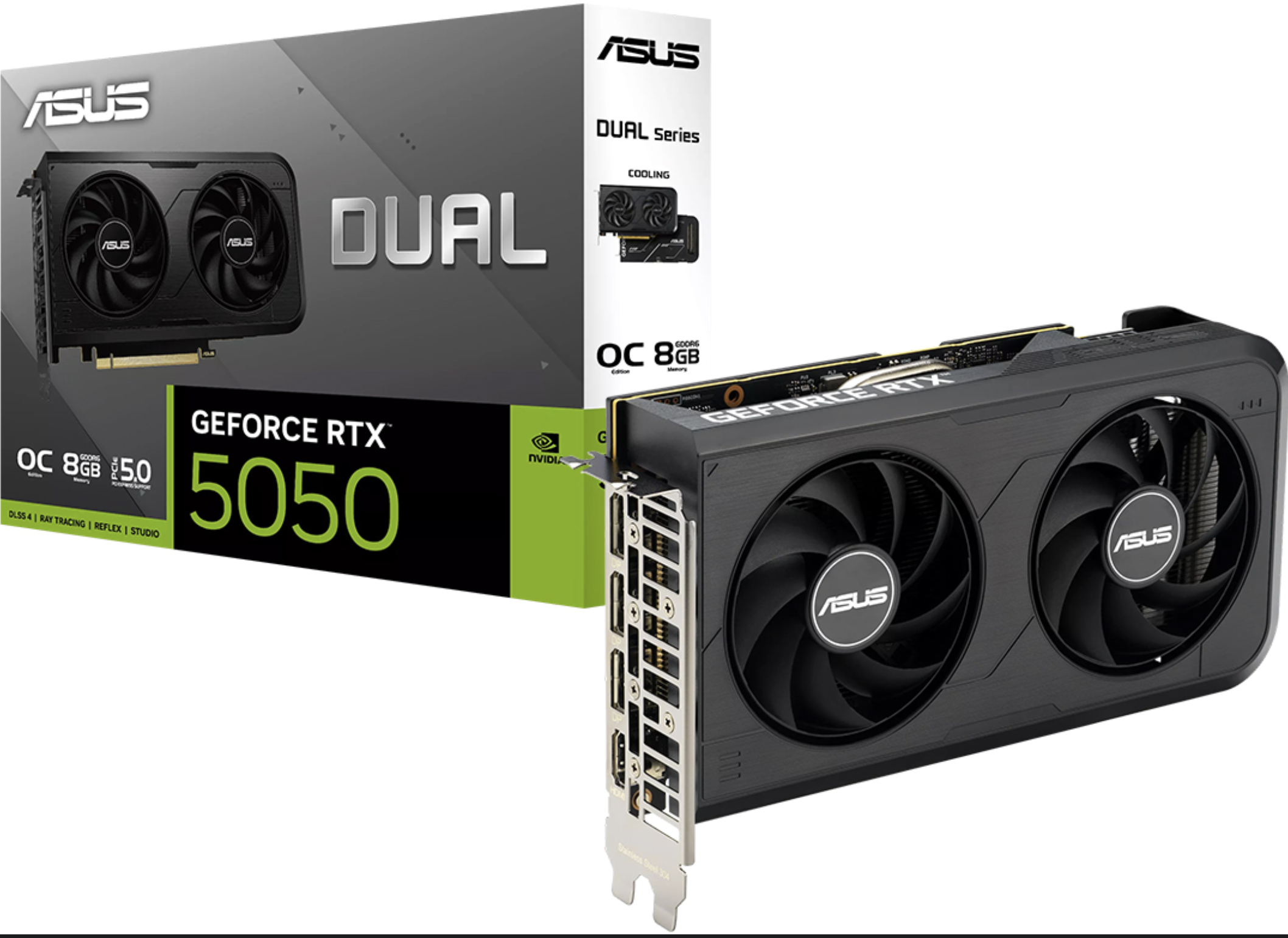 PLACA DE VIDEO ASUS RTX5050 DUAL OC 8GB GDDR6 3XDISPLAYPORT 1XHDMI 128BIT DLSS4 OC EDICION REQUIERE CONECTOR 8 PINES PARA ALIMENTACION