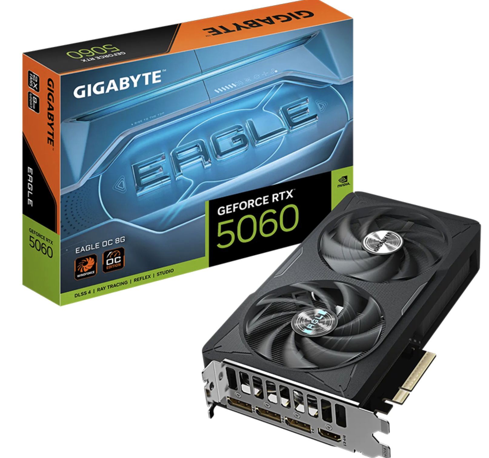 PLACA DE VIDEO GIGABYTE RTX5060 EAGLE 8GB GDDR7 3XDISPLAYPORT 1XHDMI OC DLSS4 - REQUIERE ALIMENTACION CONECTOR 8 PINES