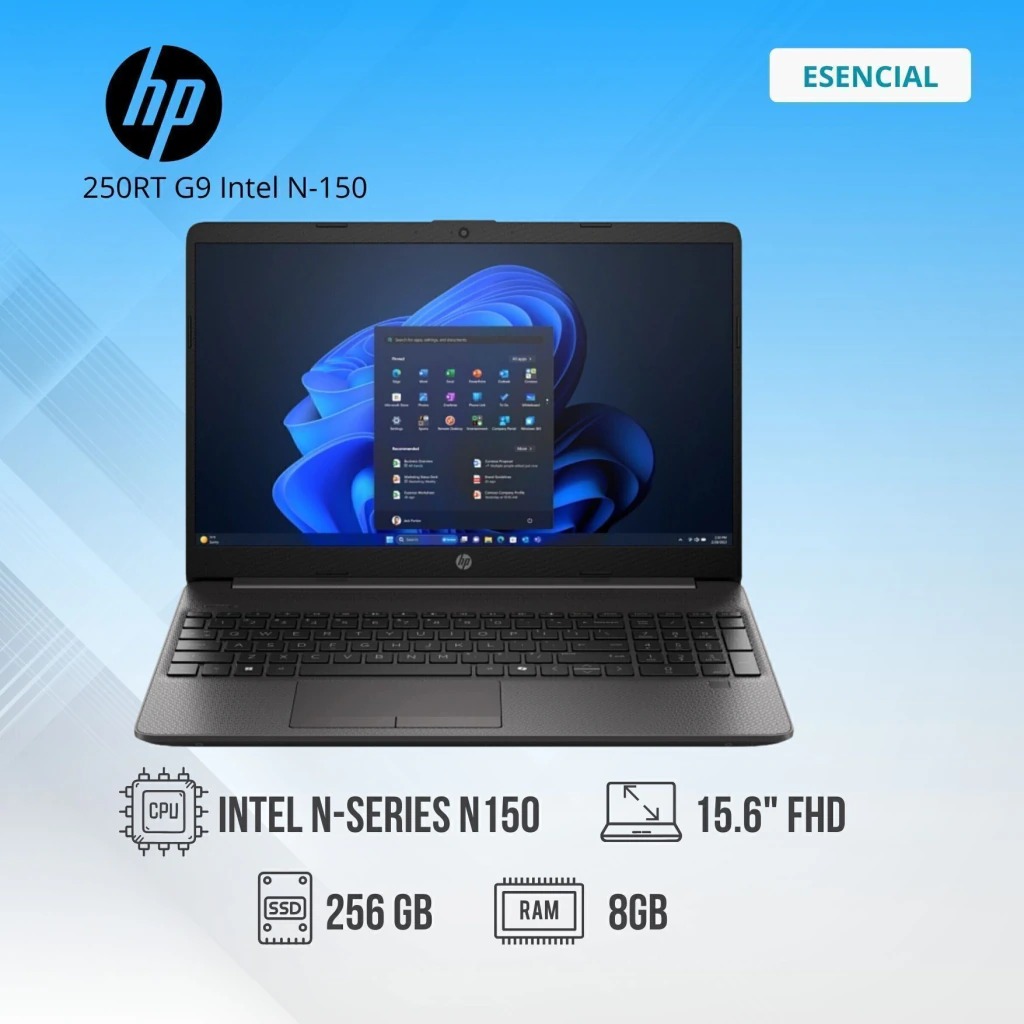 💻 HP 250RT G9 N150 (Art.6435) Intel N150 3.6 GHz 8Gb DDR4 RAM 256Gb SSD 15.6