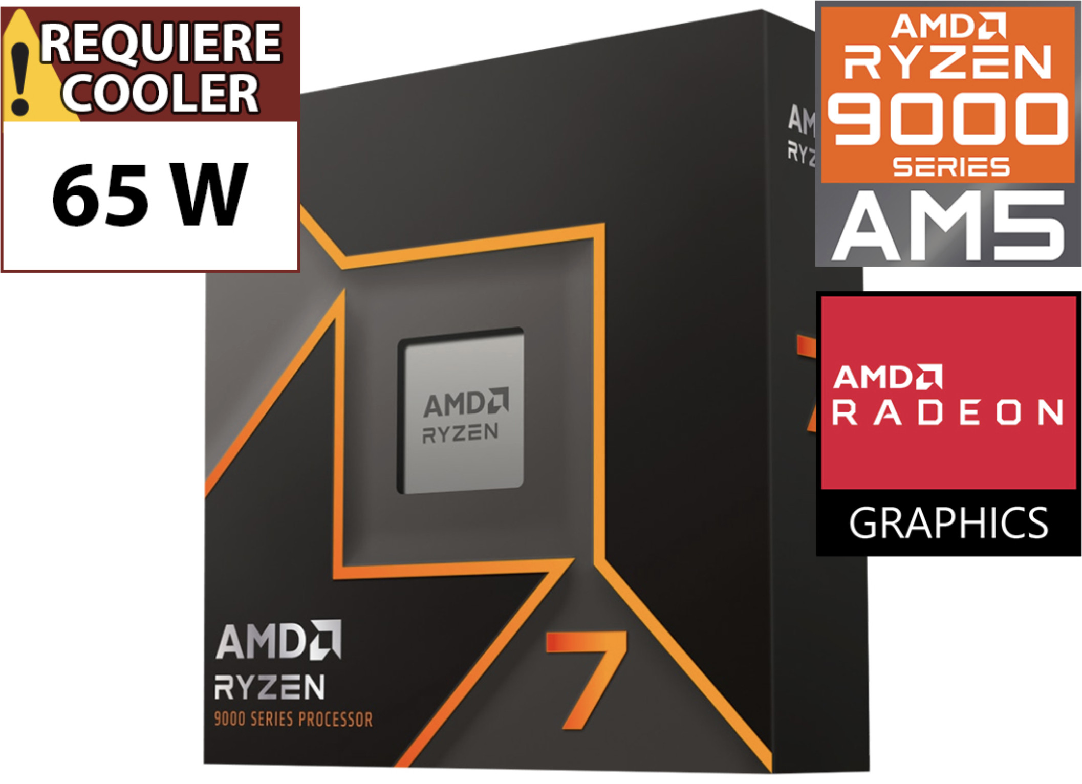 PROCESADOR AMD RYZEN 7 9700X 8 NUCLEOS 16 HILOS 3.8GHZ HASTA 5.5GHZ CACHE L3 32MB 65W AM5 - TRAE VIDEO RADEON GRAPHICS 2 - NO TRAE COOLER