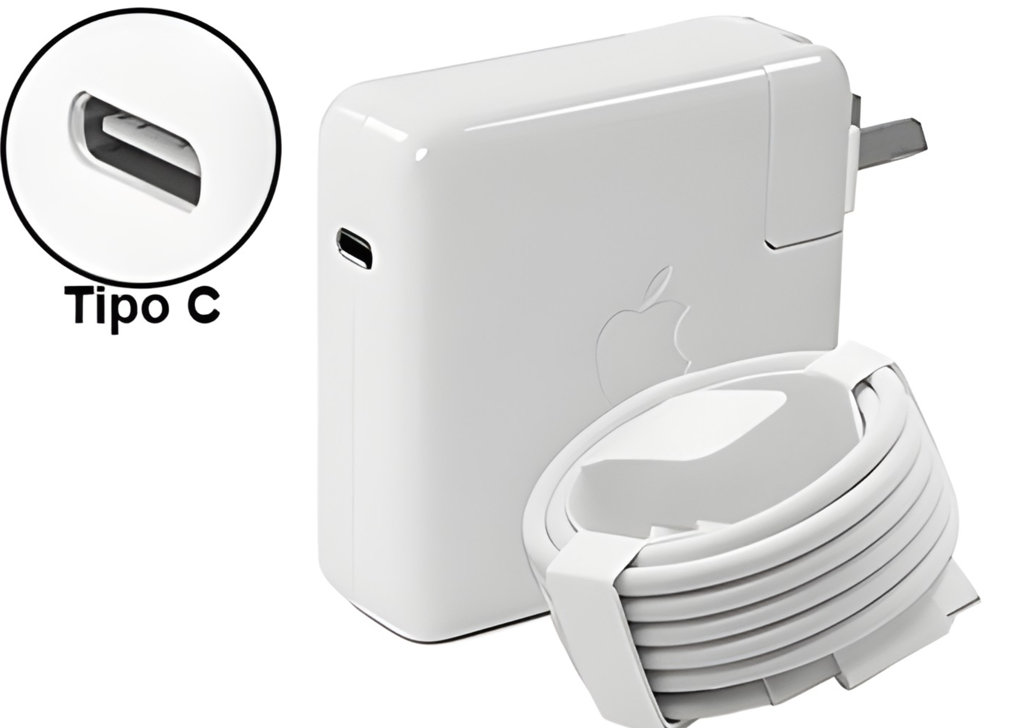 CARGADOR APPLE 87W USB TIPO C REPLICA AAA - INCLUYE CABLE TIPO C - PATAS CRUZADAS