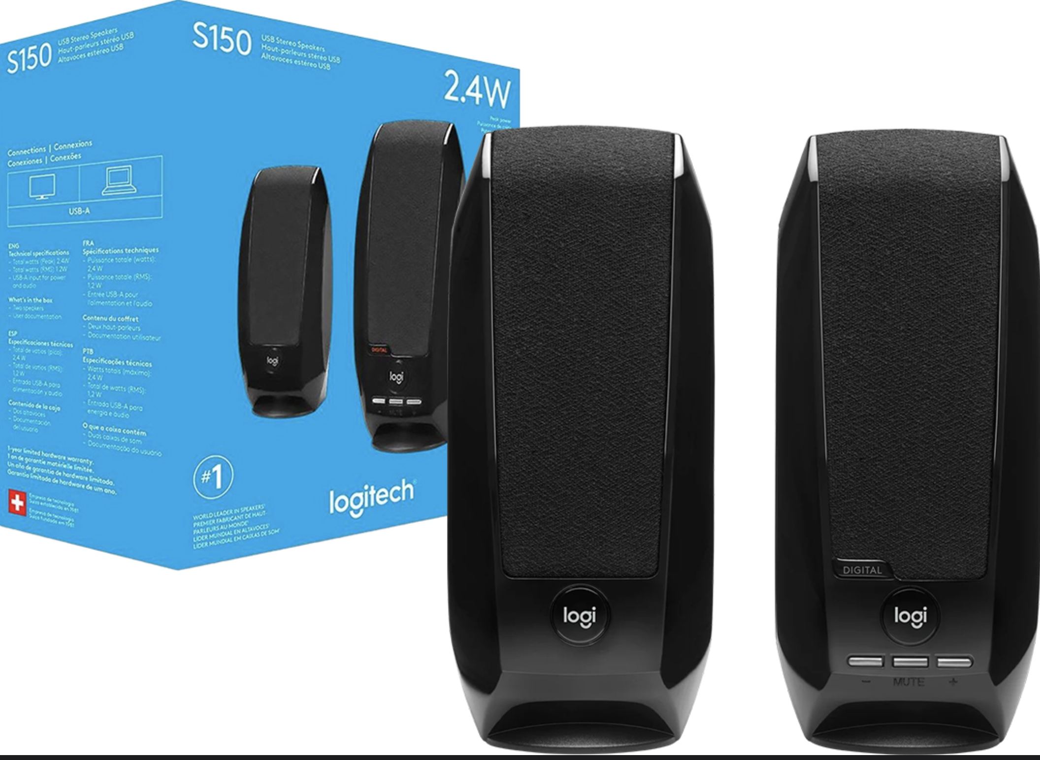 PARLANTES LOGITECH S150 2.4 WATTS USB STEREO NEGRO