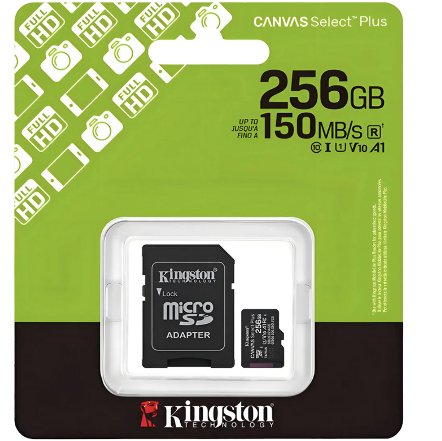 MICROSD 256GB CLASE 10 KINGSTON 150MB CON ADAPTADOR A SD