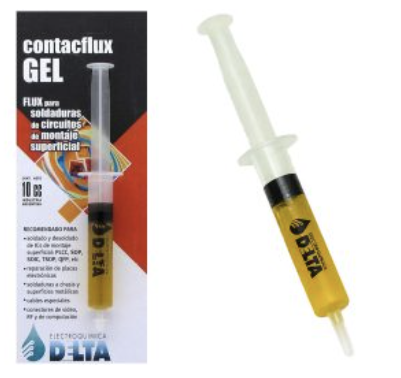 FLUX DELTA CONTACFLUX GEL EN JERINGA 10CC PARA CIRCUITOS DE MONTAJE SUPERFICIAL